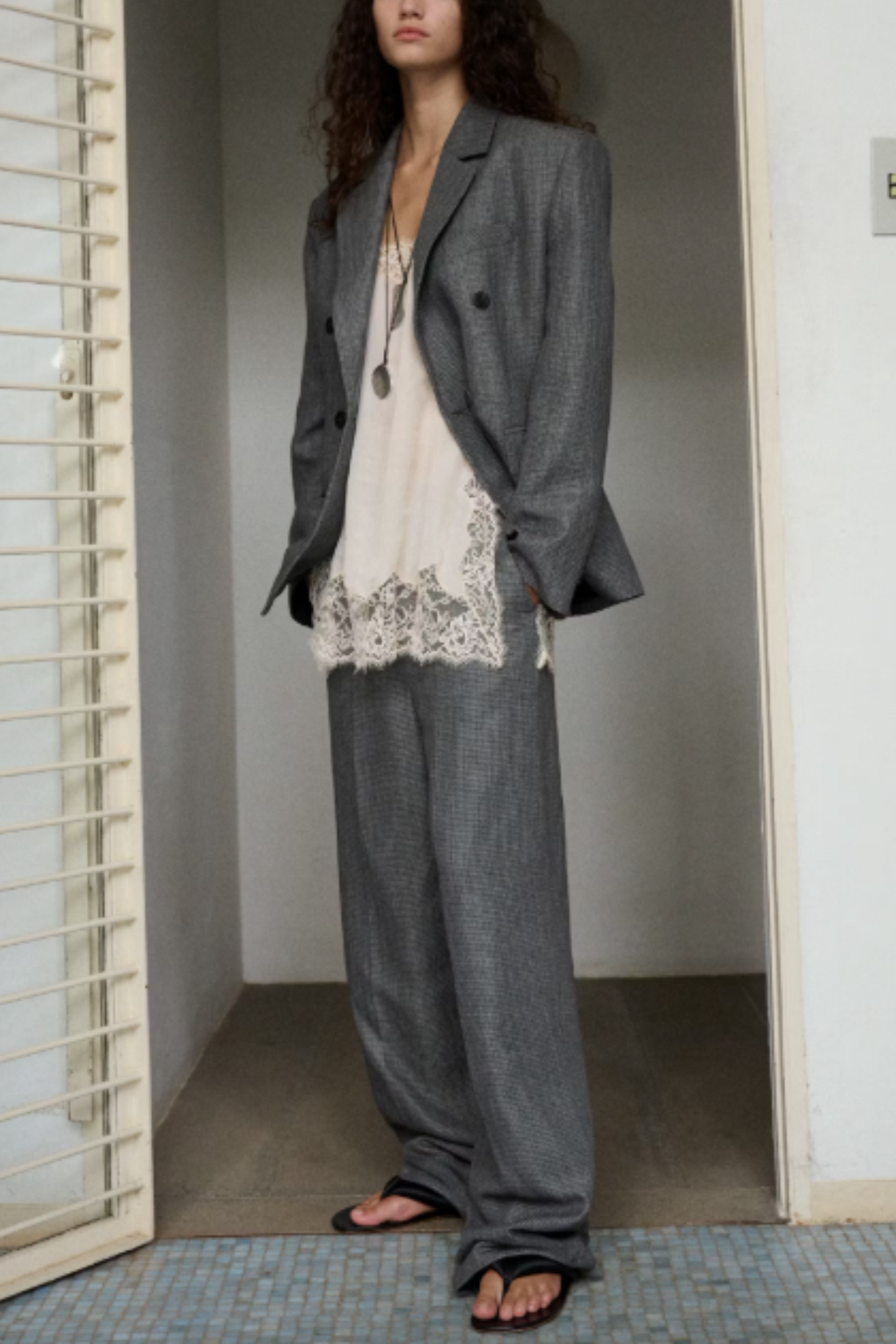 Straight Linen Blend Blazer