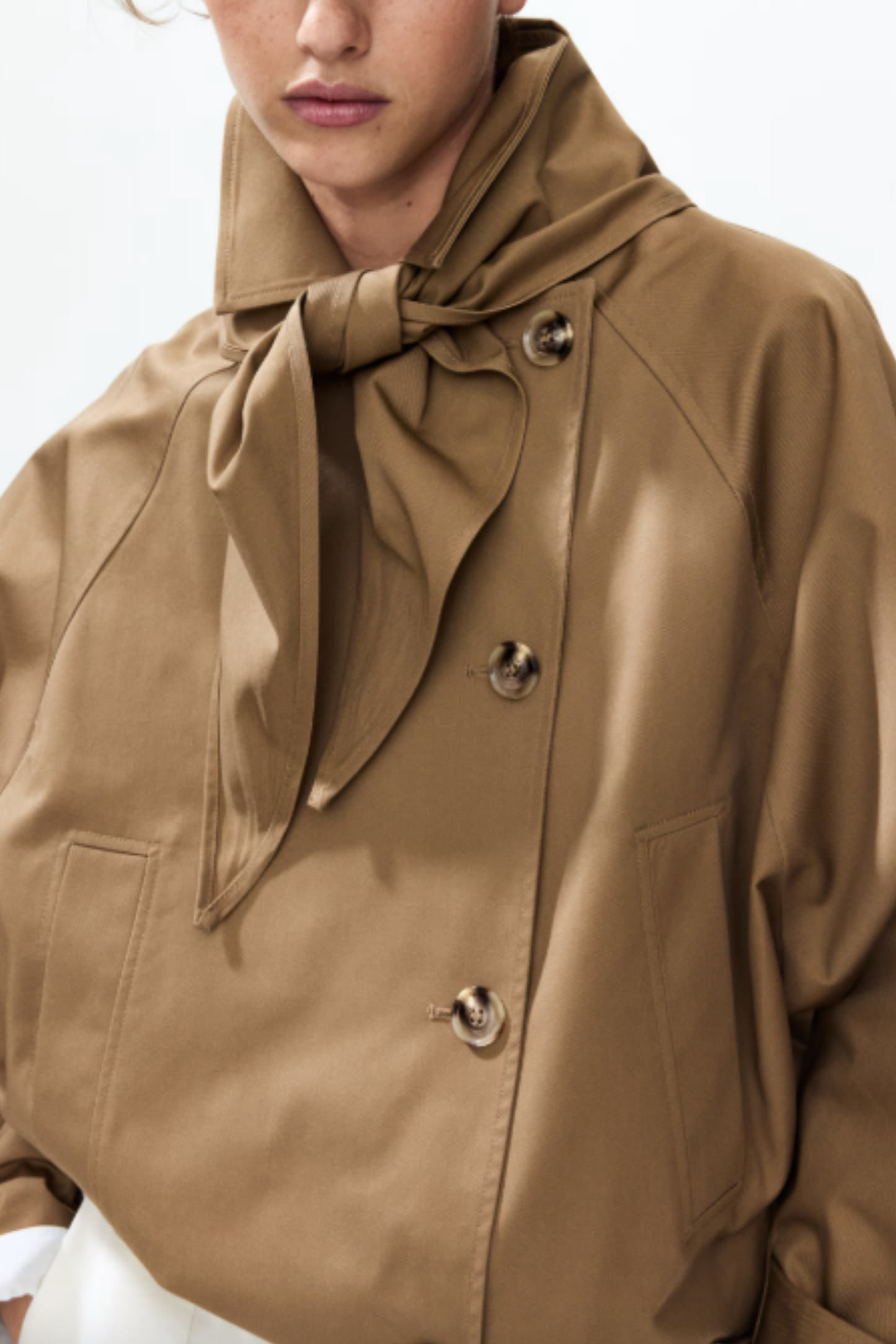 Short Trench Coat with Scarf