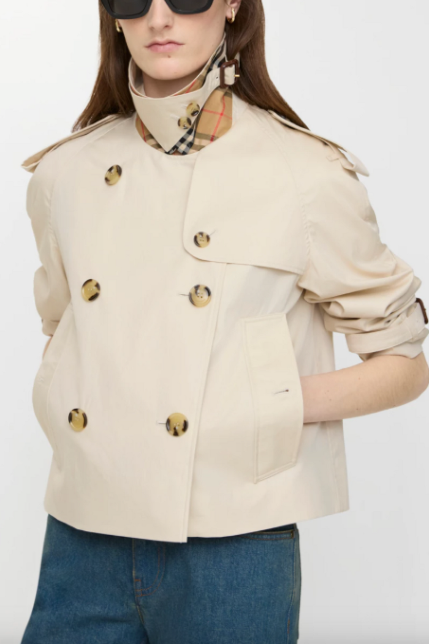 Cropped Tropical Gabardine Mayfair Trench Jacket