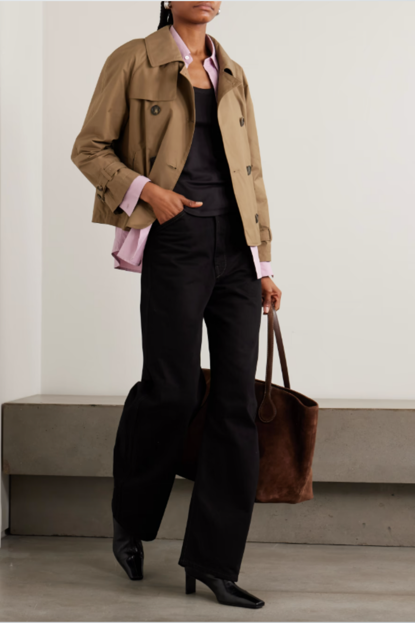 Tesoro Cropped Double-breasted Cotton-blend Gabardine Trench Coat