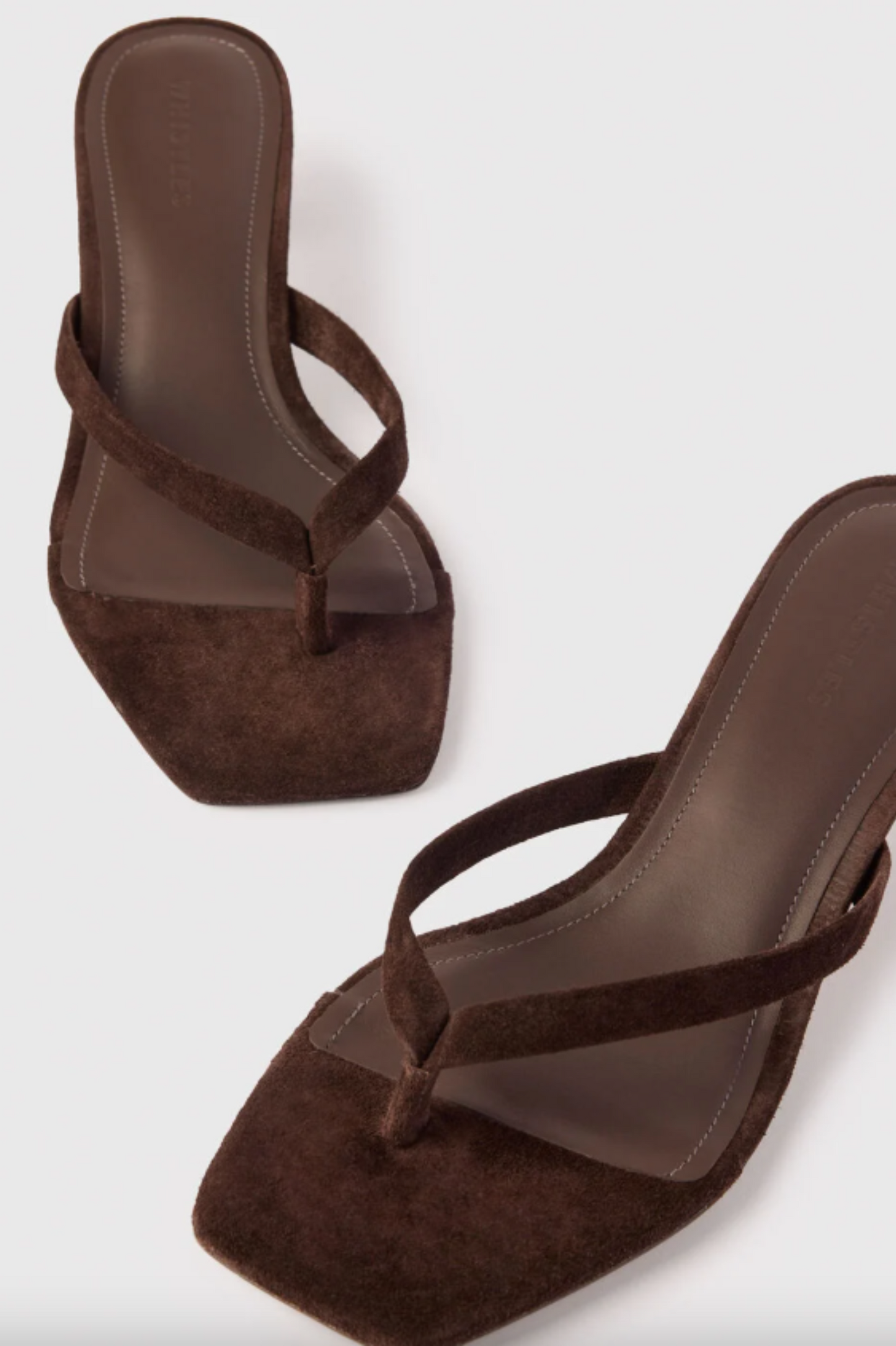 Chocolate Suede Toe Post Heeled Mule