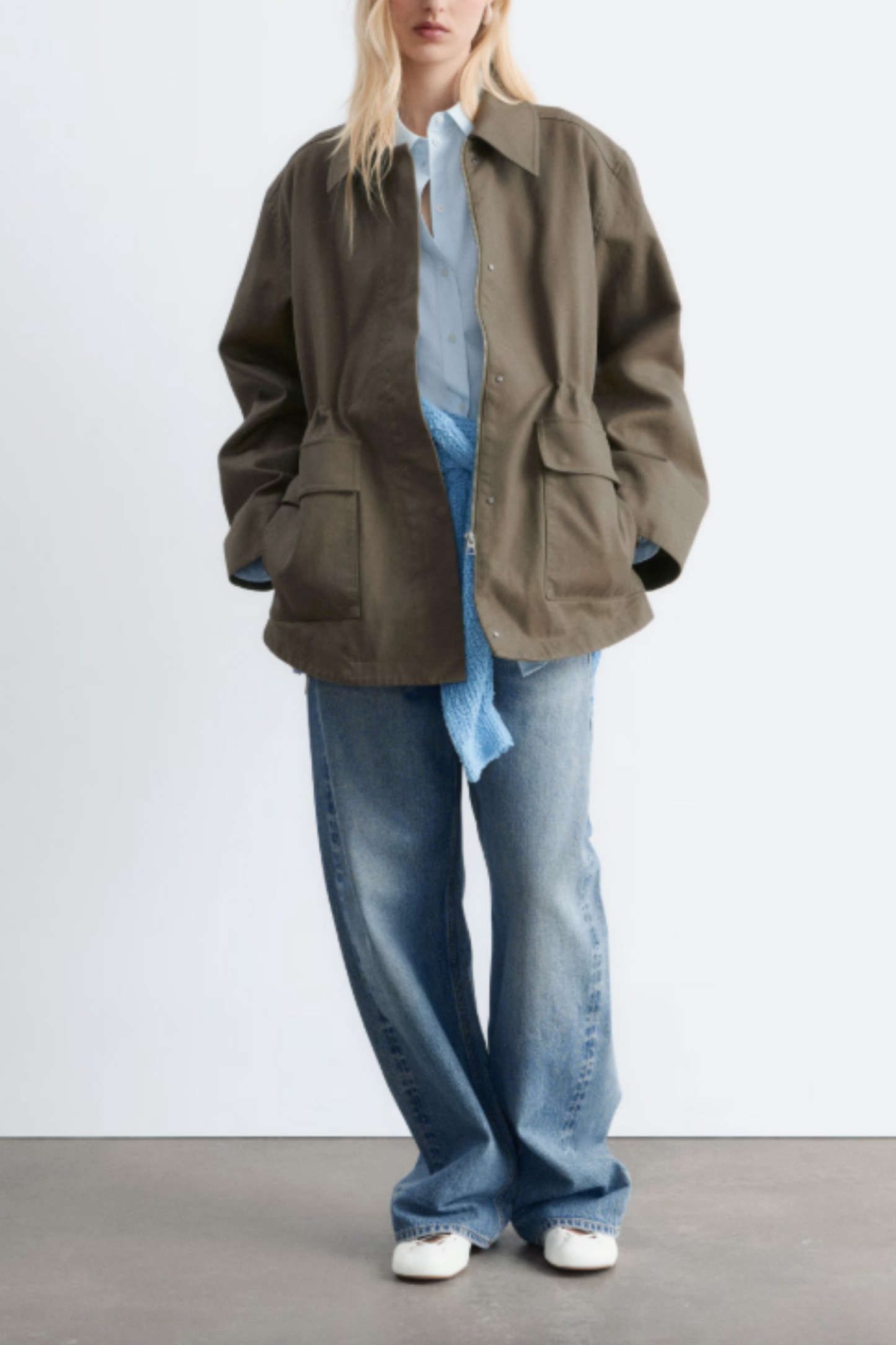 Oversized Drawstring Utility Jacket