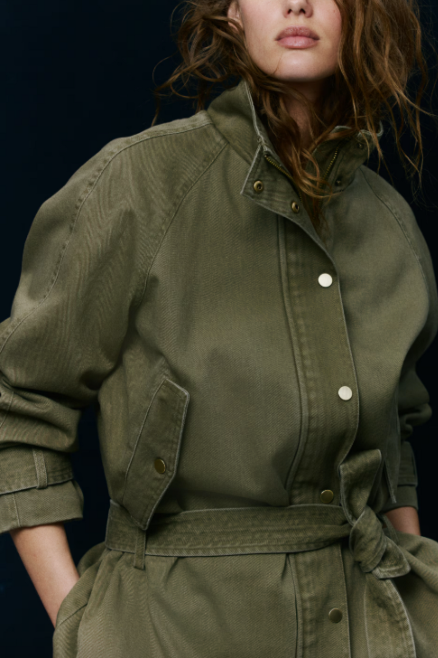 Belted Cotton Twill Jacket