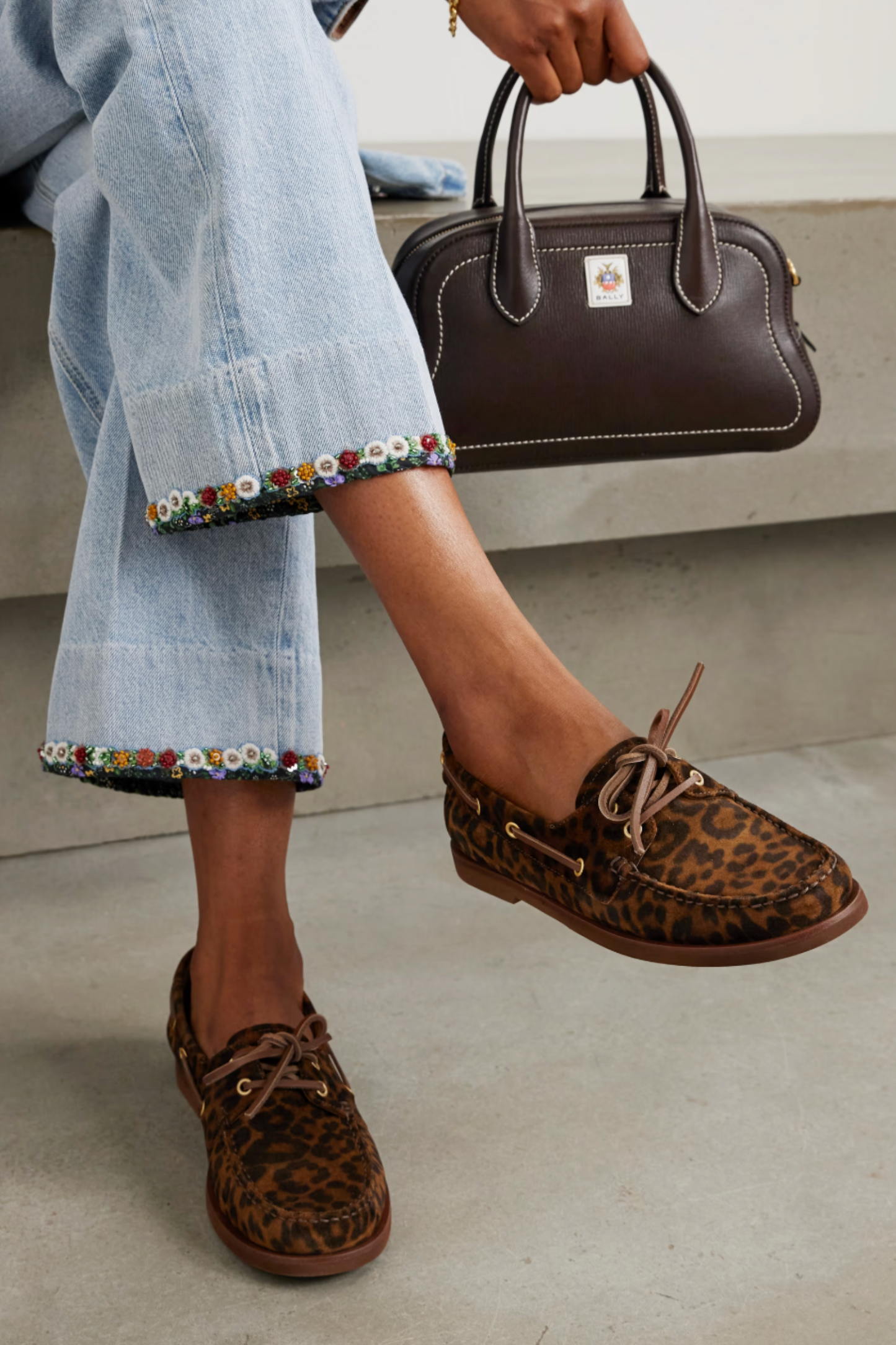 Vandée Leopard-print Suede Boat Shoes