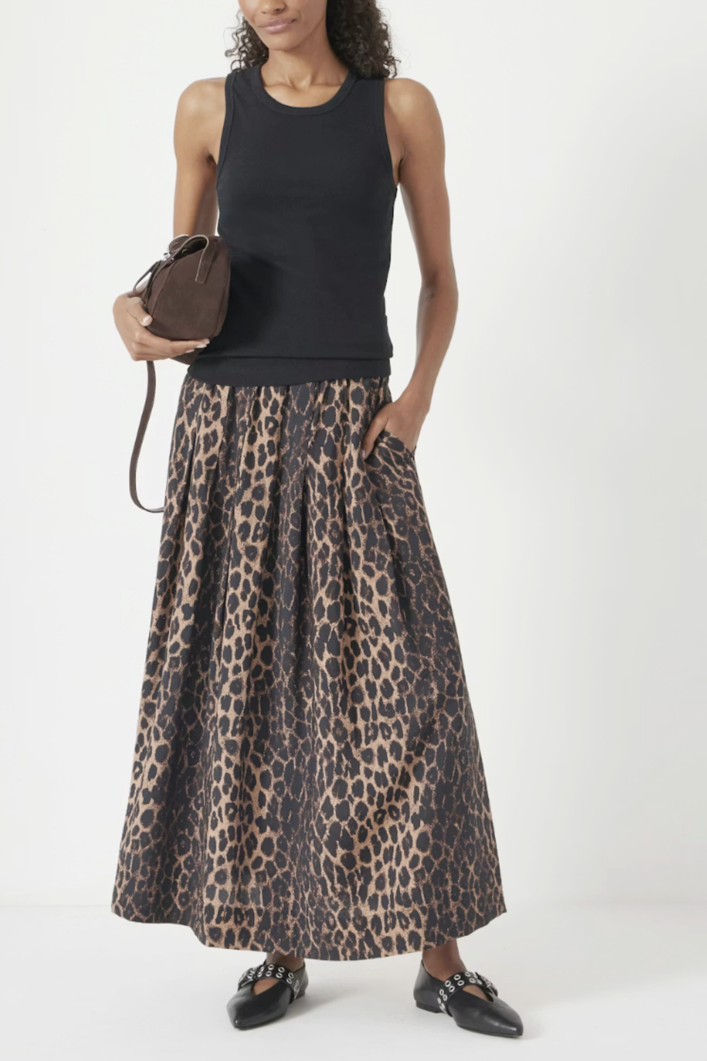 Ivy Pleated Air Flow Midi Skirt