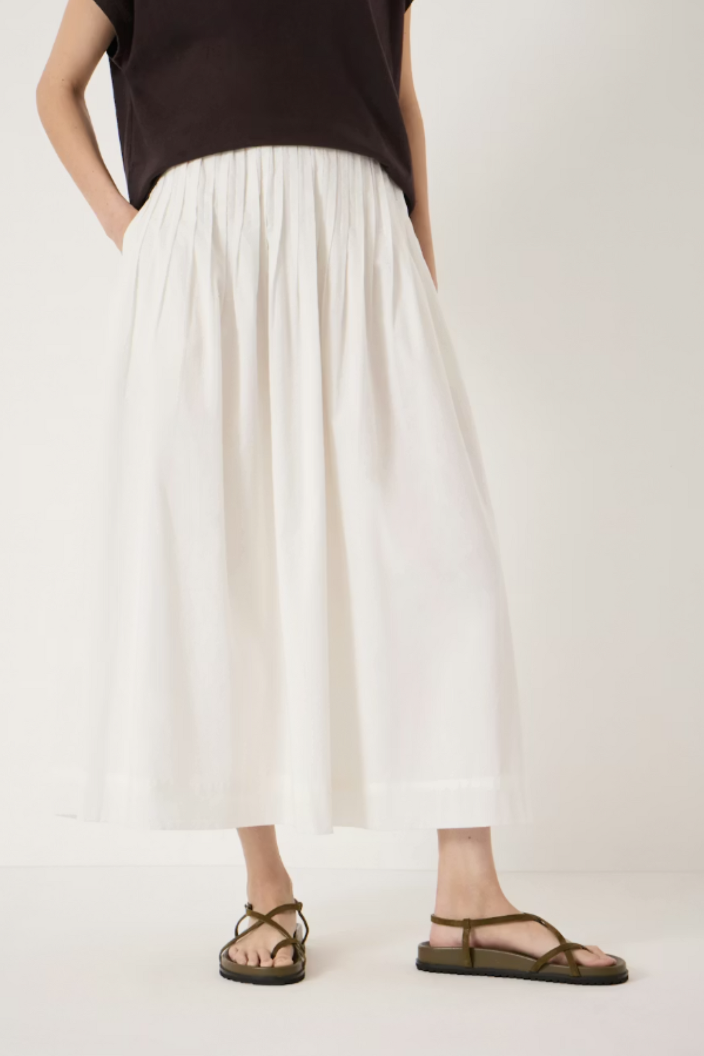 Maddie Pleated Cotton Voile Midi Skirt