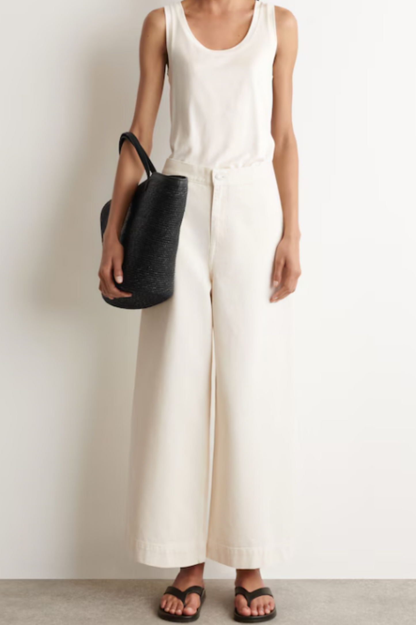 Cropped Wide-Leg Denim Trousers