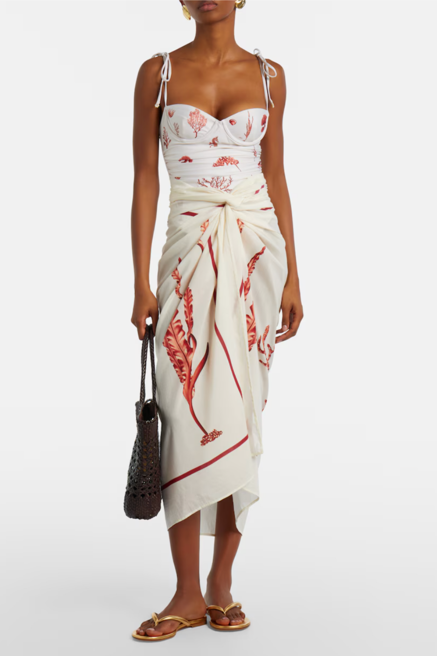 Lavanda Printed Cotton and Silk Beach Cover-up