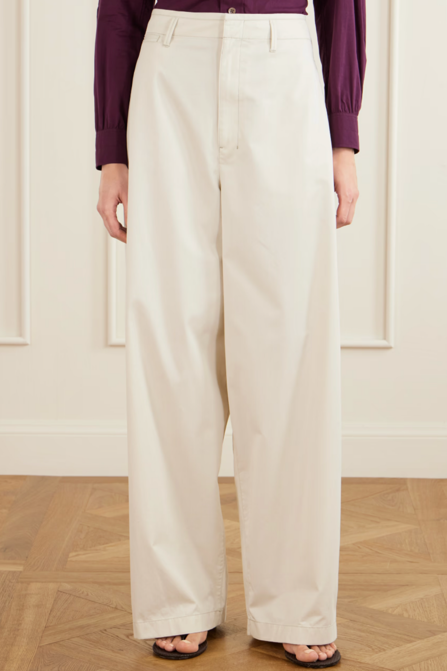 Cotton Chino Wide-leg Pants
