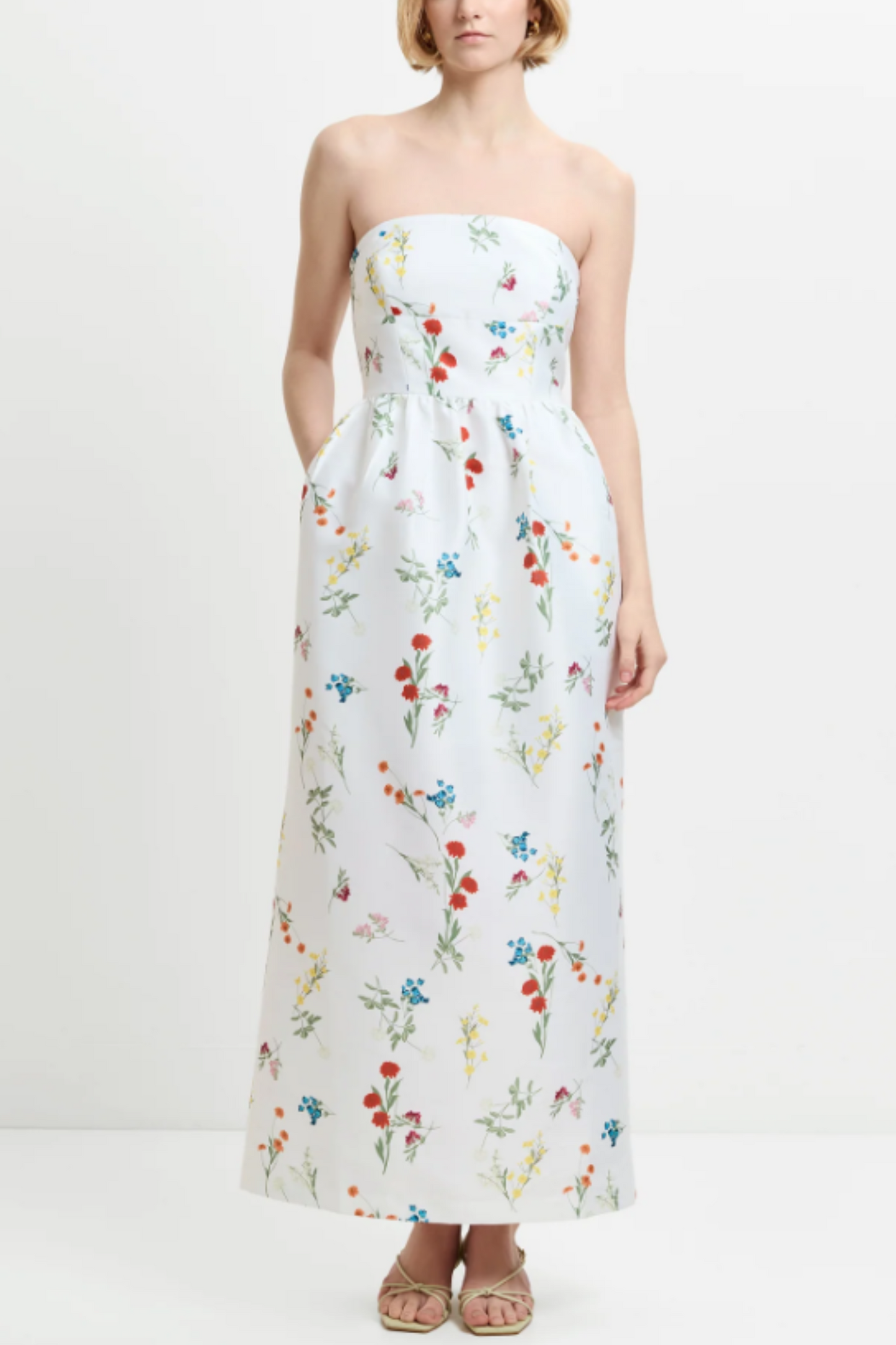 Structured Taffeta Christine Floral Bandeau Maxi Dress