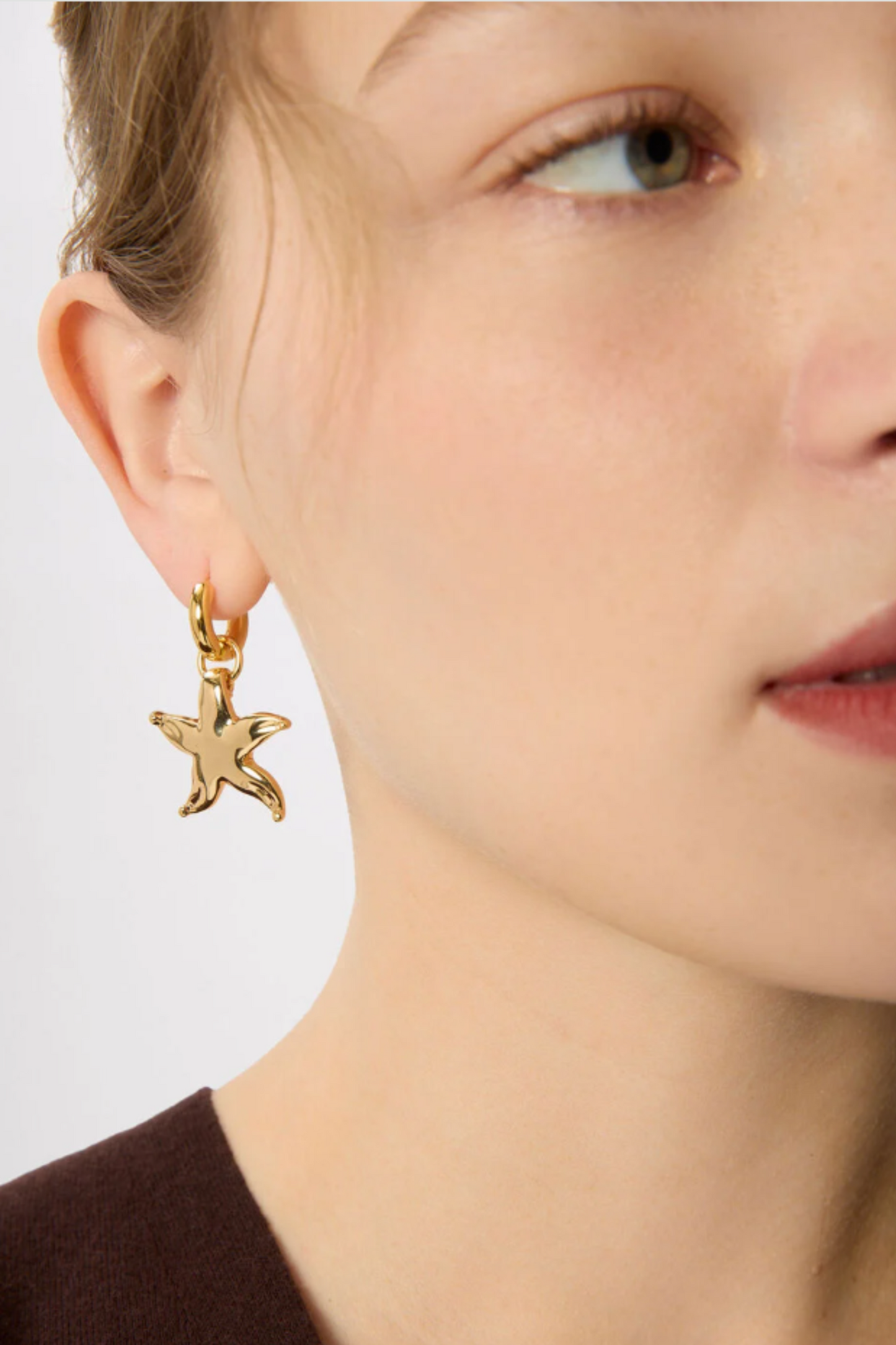 Gold Starfish Hoop Earring