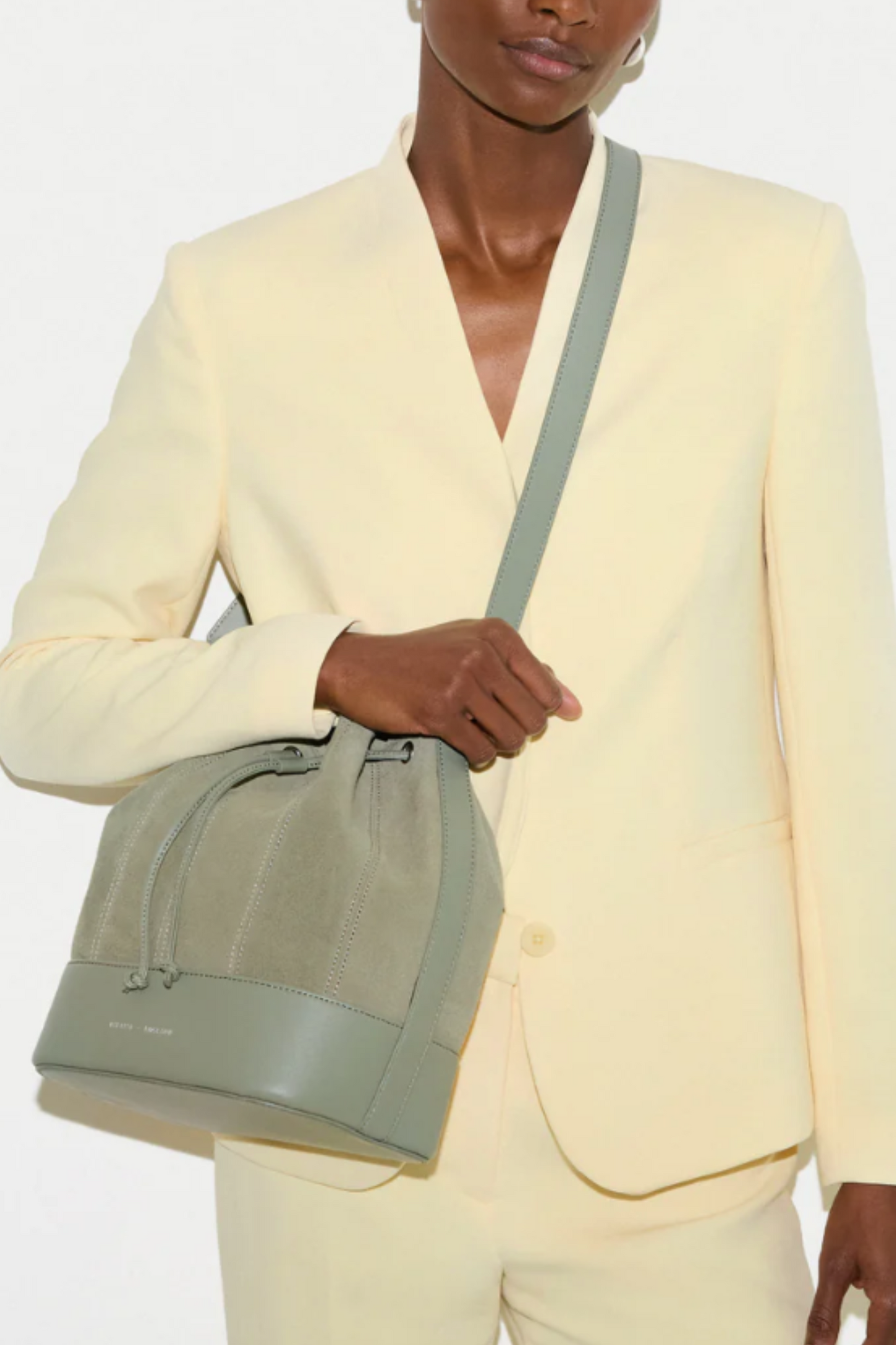 Leather Drawstring Bucket Bag