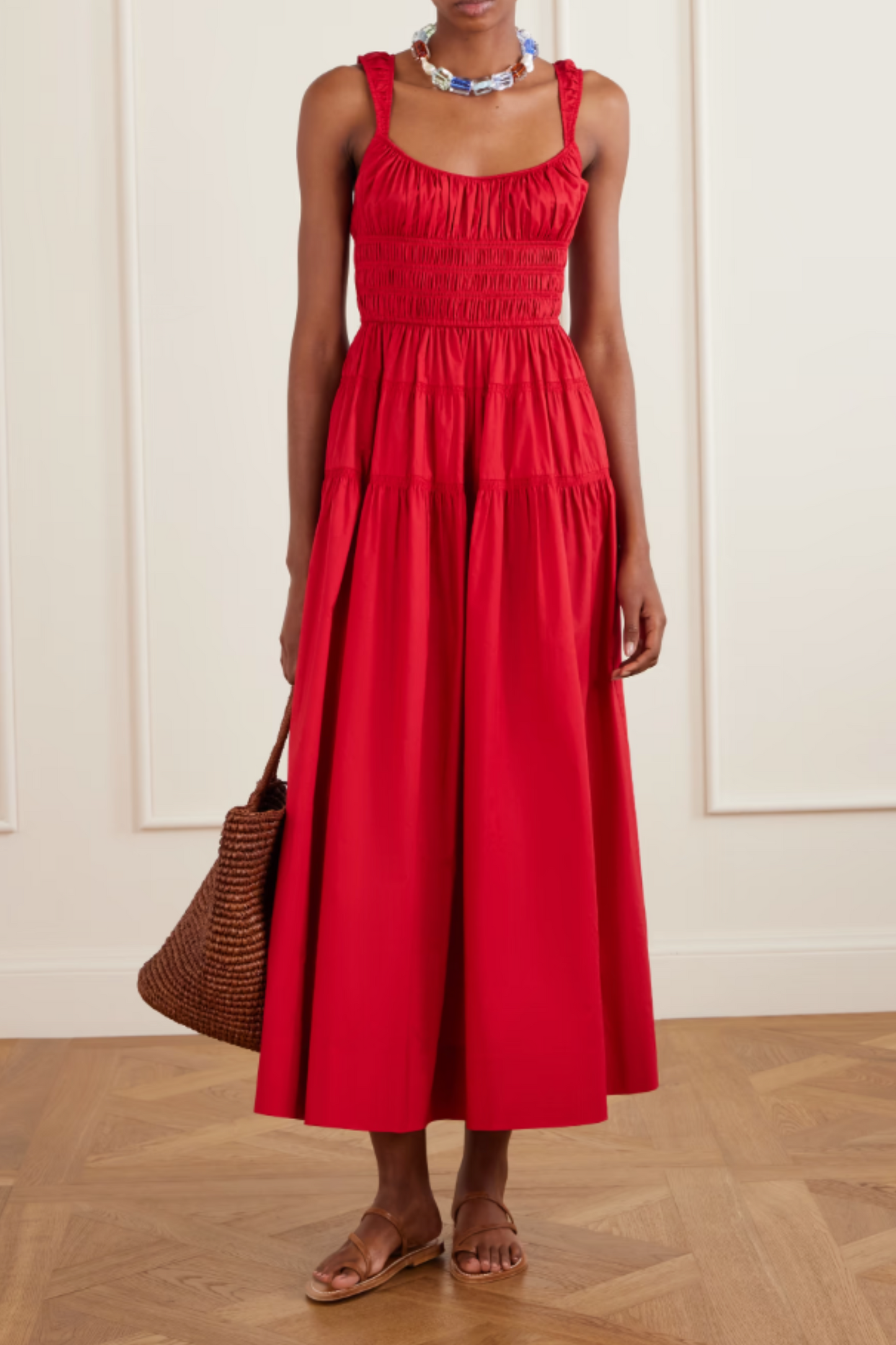 Clover organic cotton-poplin midi dress