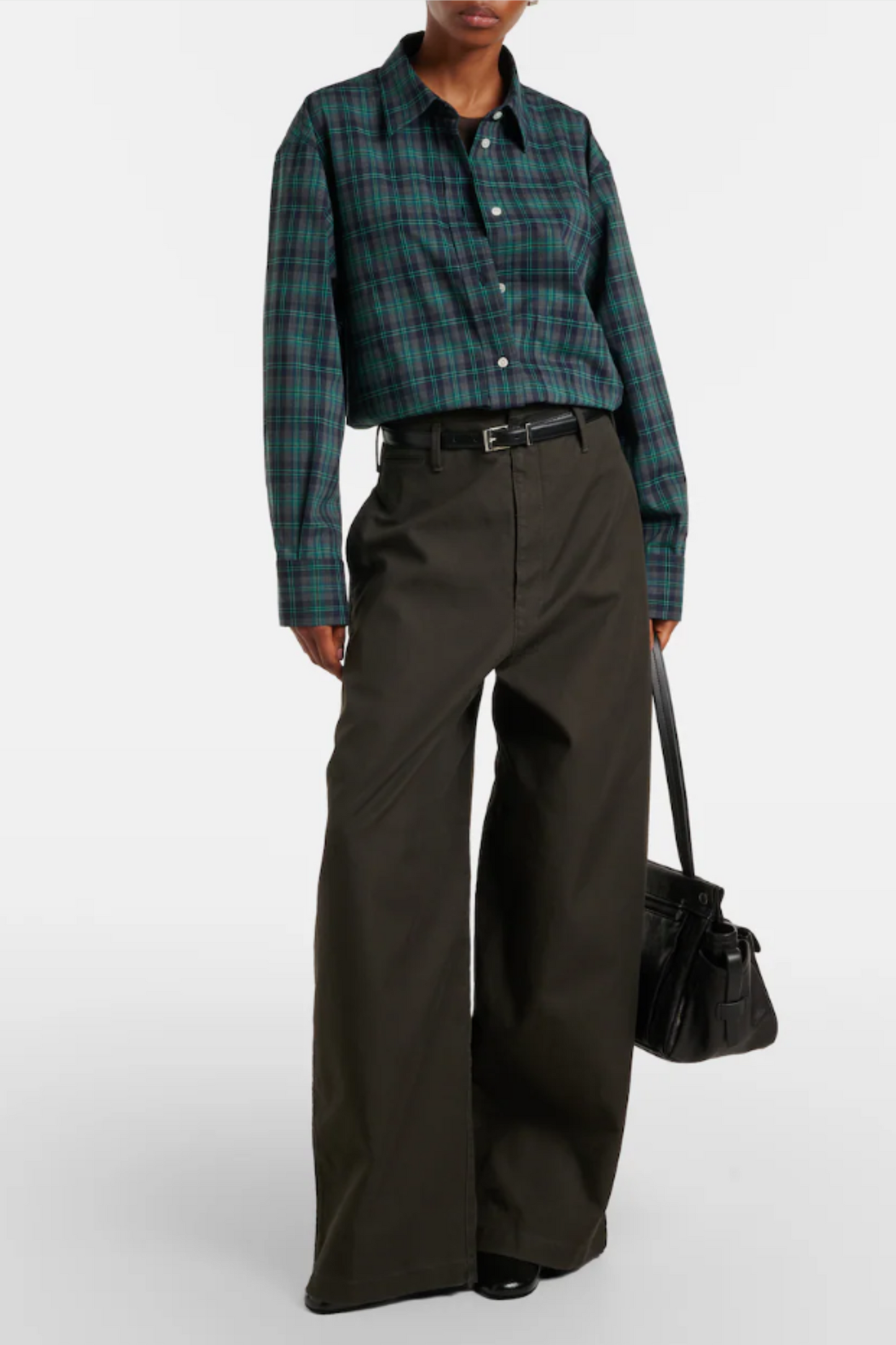 Checked oversized wool-blend shirt