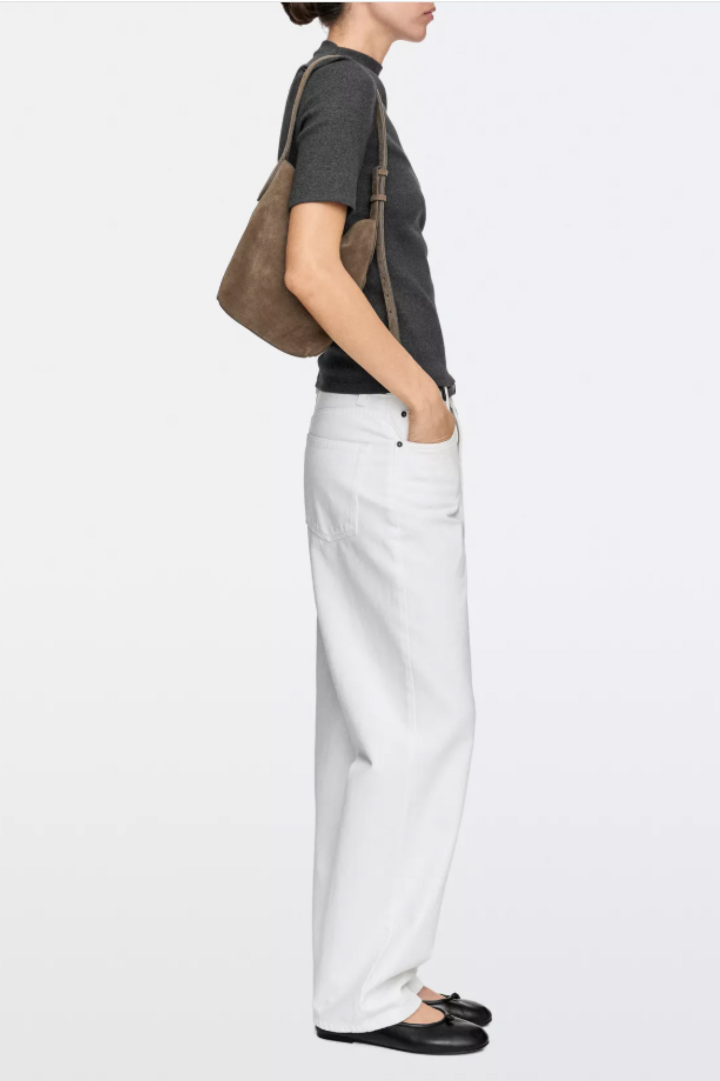 Split Leather and Leather Mini Bucket Bag