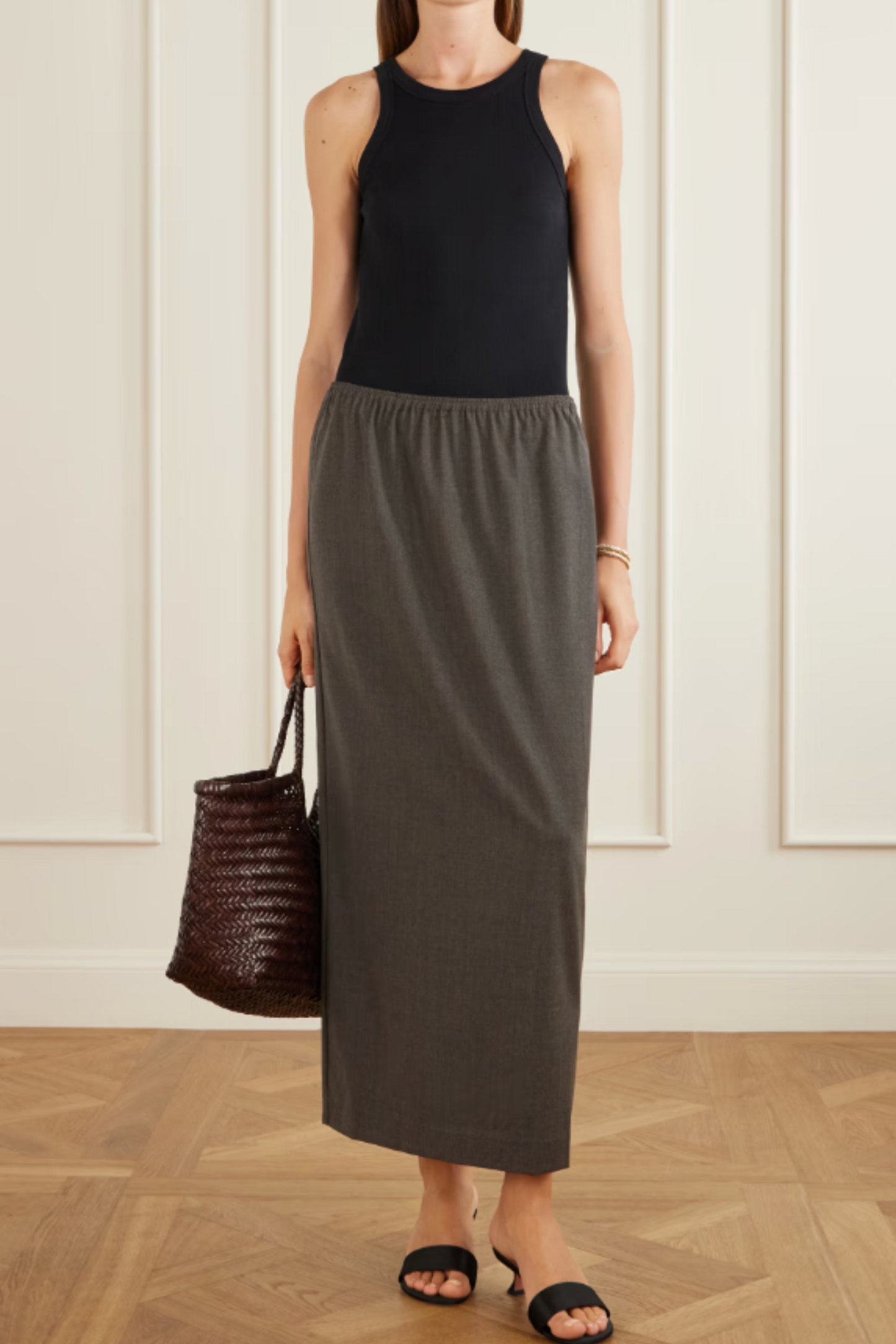 Wool-blend maxi skirt