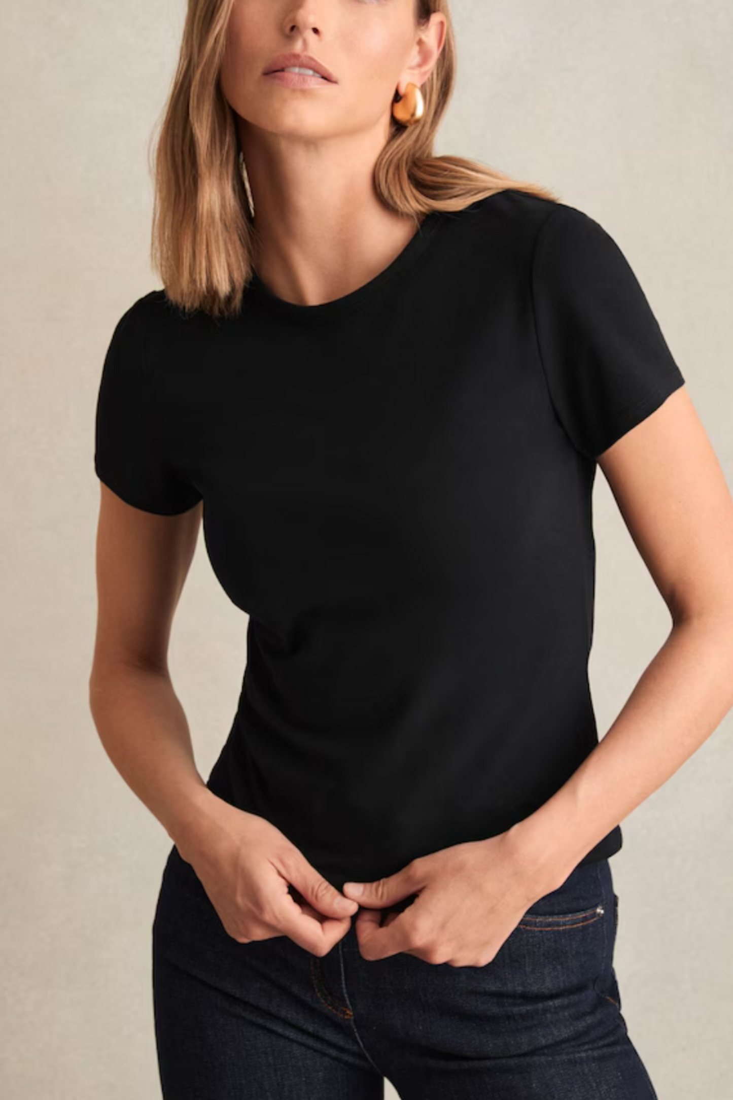 Stretch-Cotton Crew-Neck T-Shirt in Black