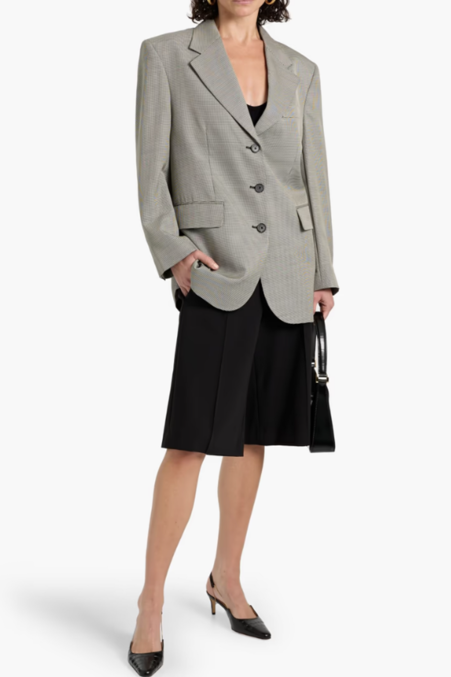 Sara houndstooth wool-blend blazer