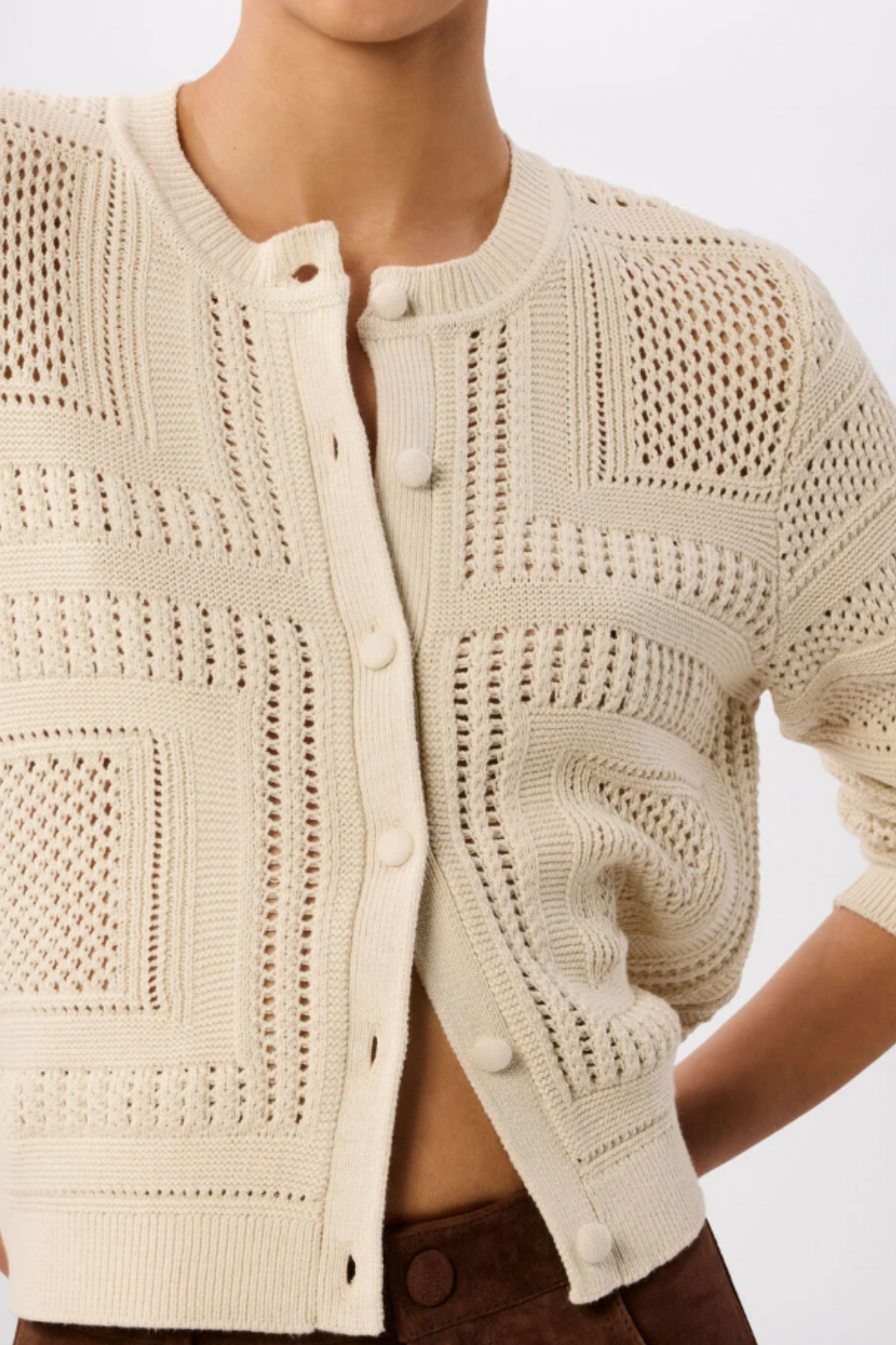 Ivory Crochet Detail Cardigan