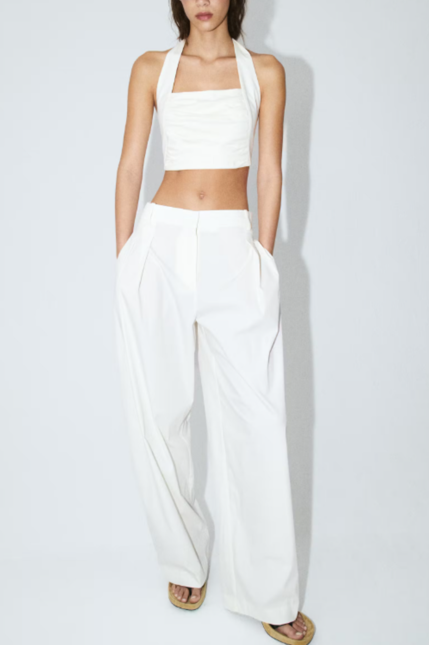 Straight mid-rise trousers