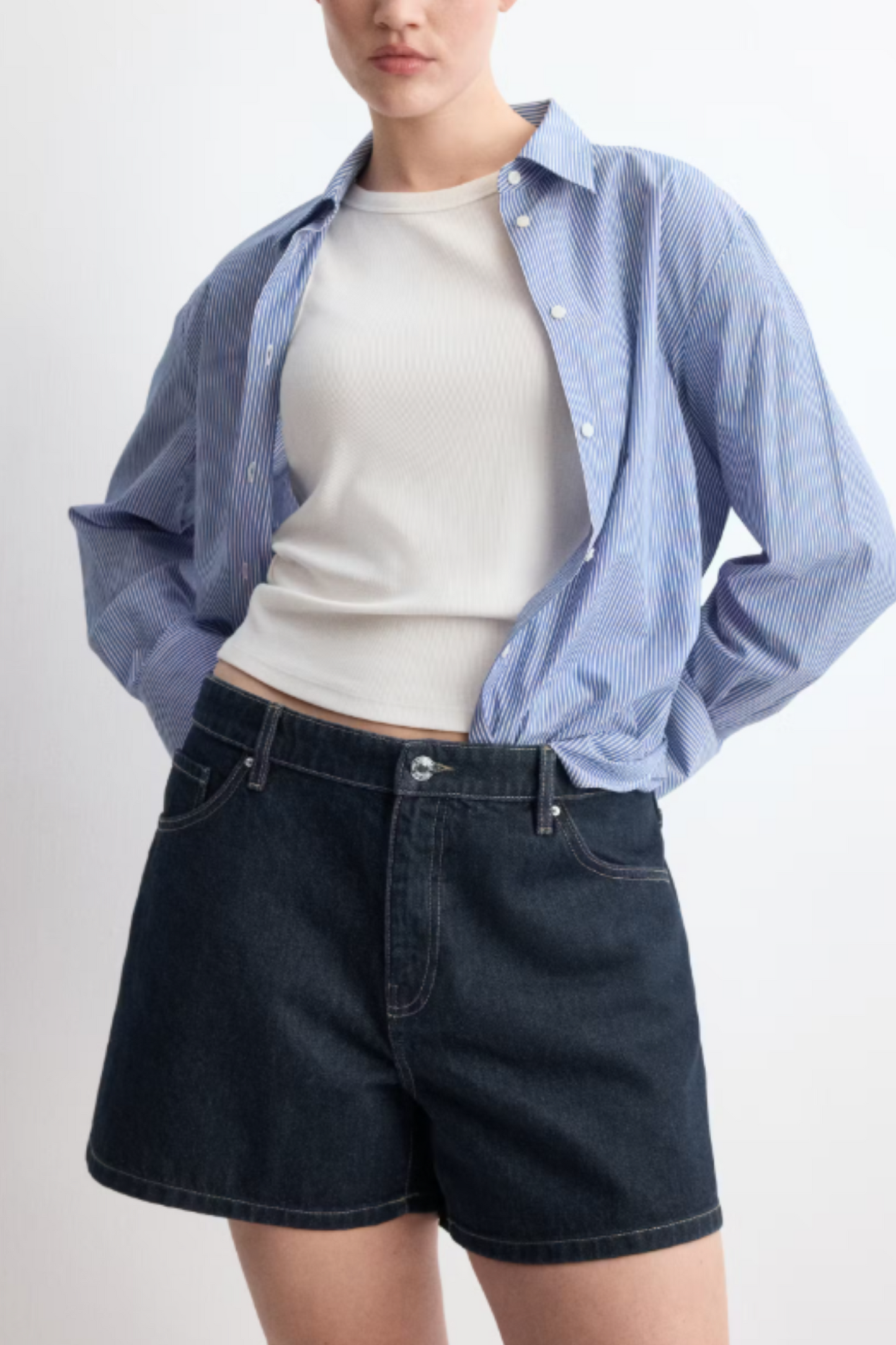 Straight Mid-rise Denim Shorts