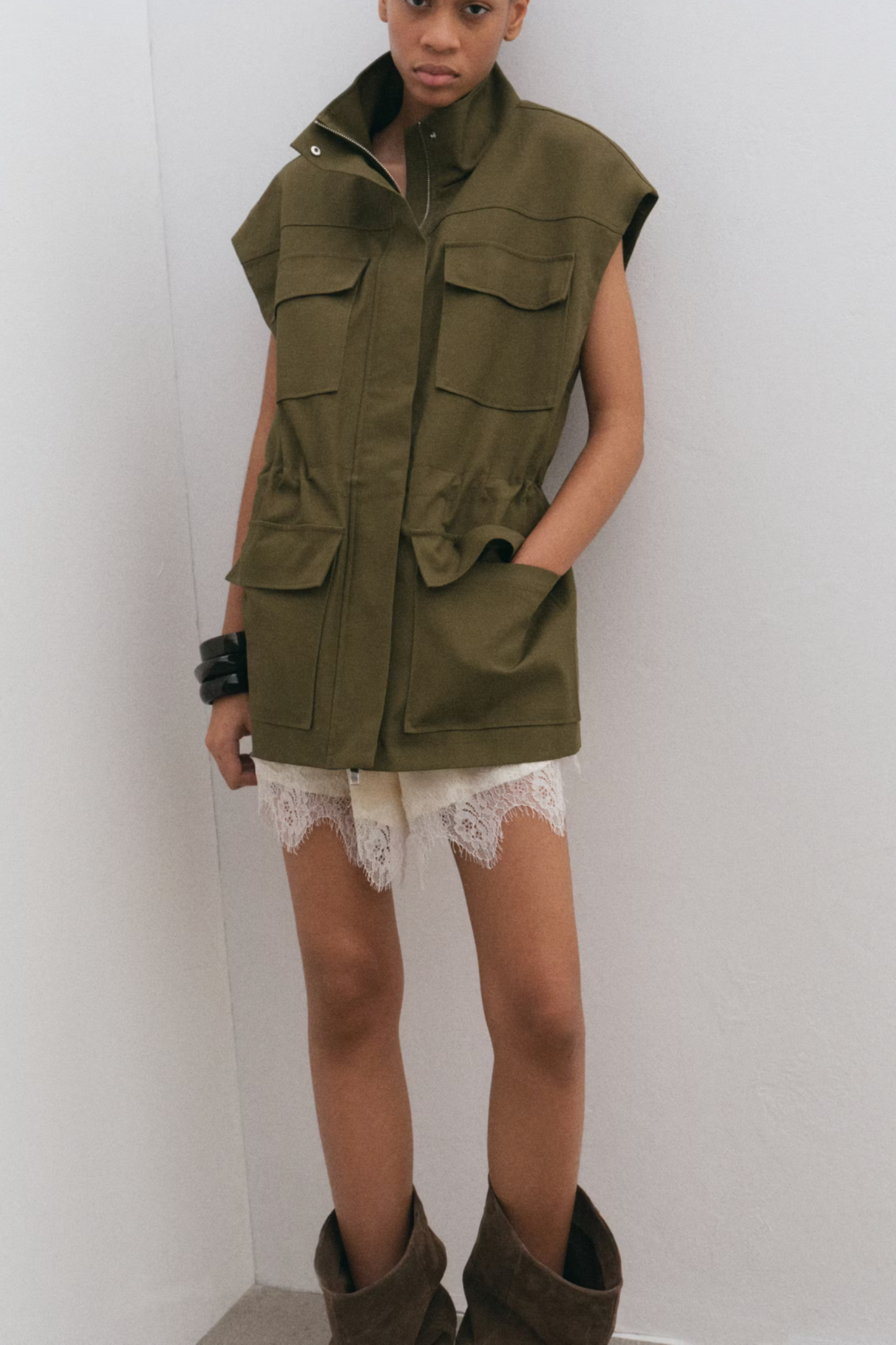 High-neck Waistcoat with Pockets