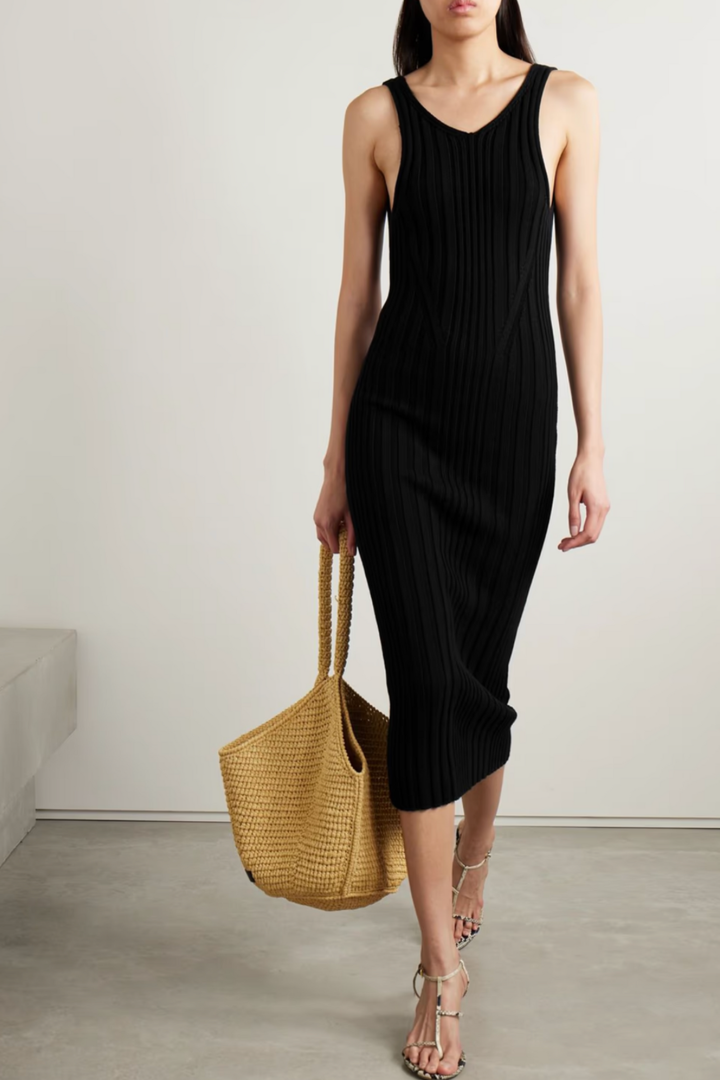 Ottilie Ribbed Cotton-blend Midi Dress