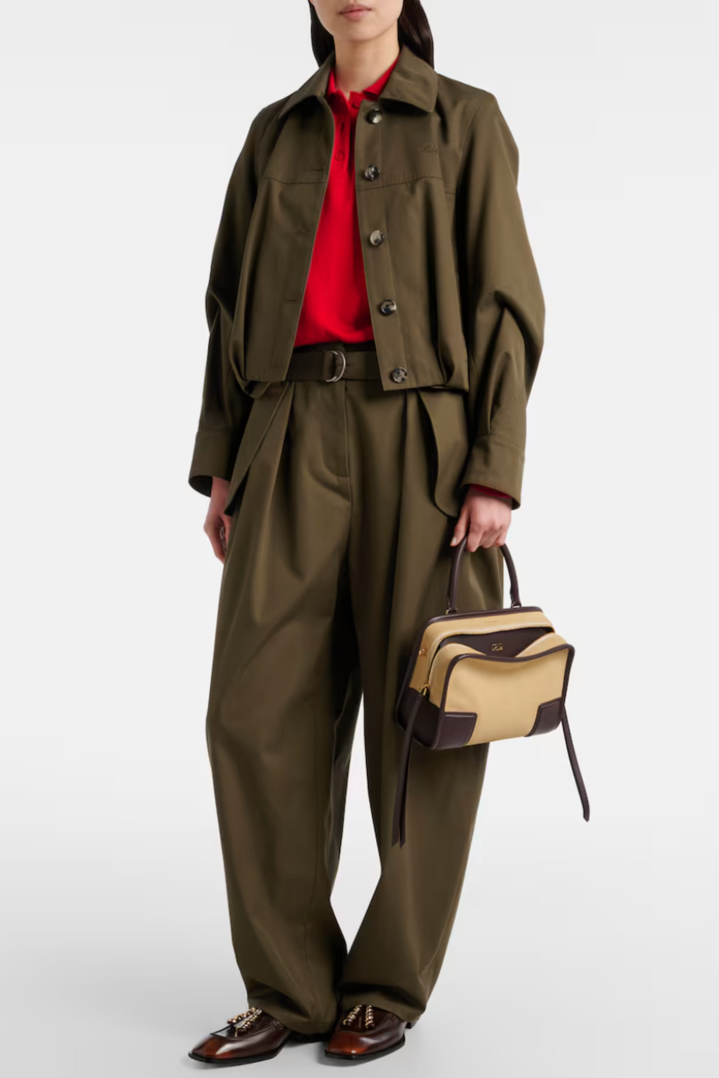 Double L Cotton and Silk Barrel-leg Pants