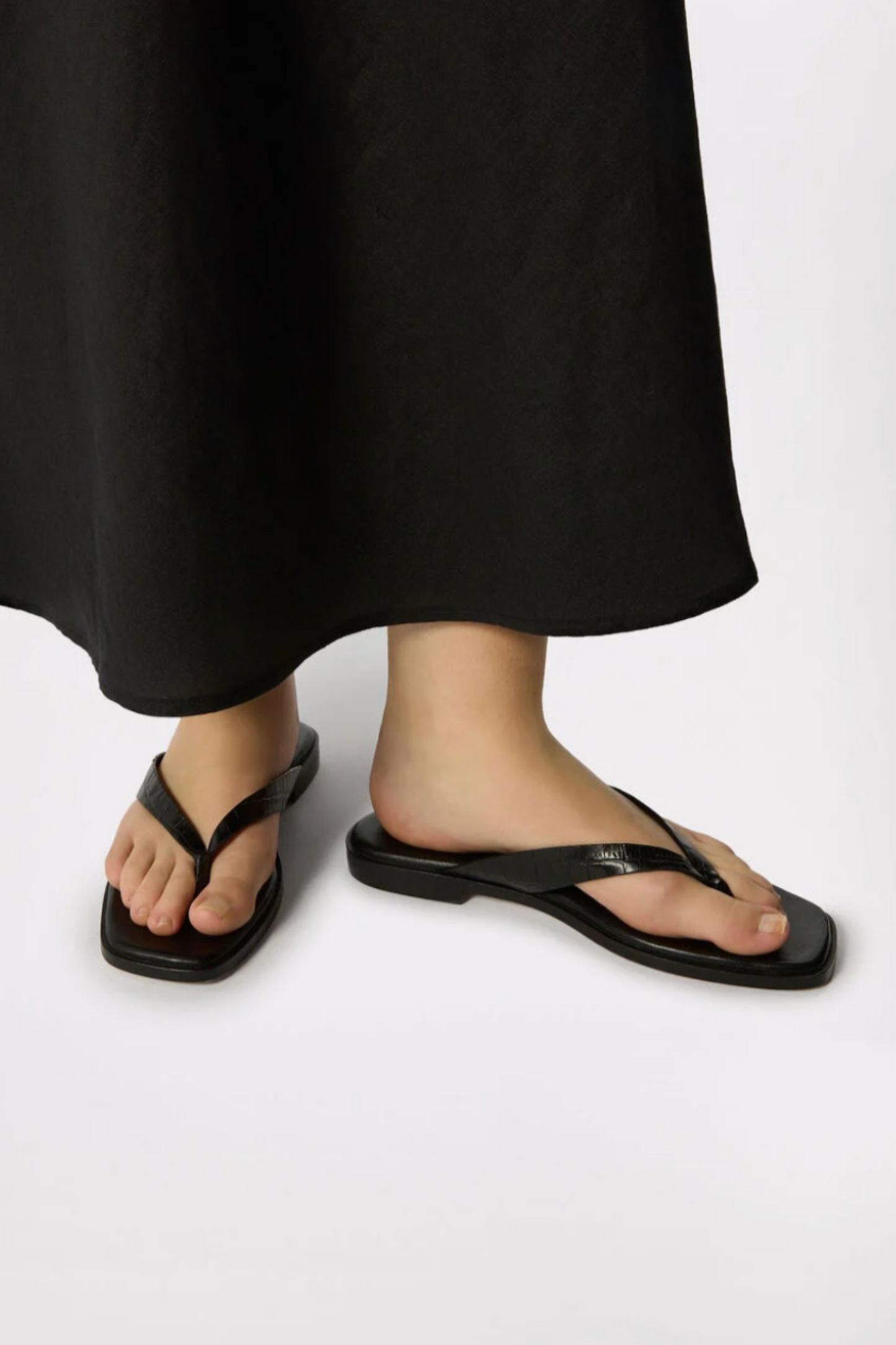 Black Croc Embossed Flip Flop