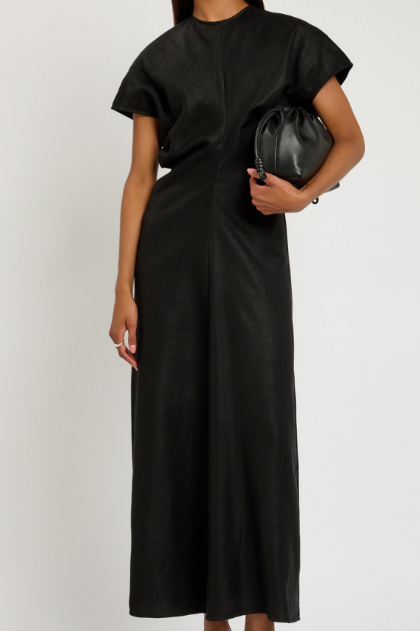 Slouched Waist woven midi dress