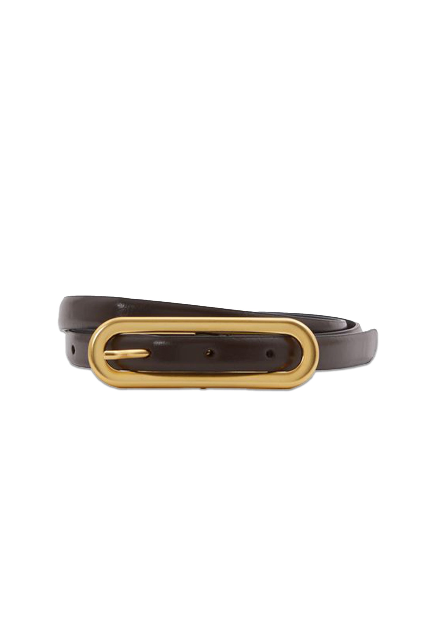 Thin Leather Elongated Buckle Belt