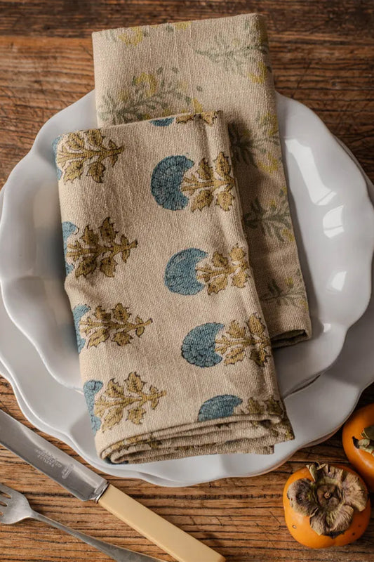 Set of Two Amelia and Asta Block Printed Napkins