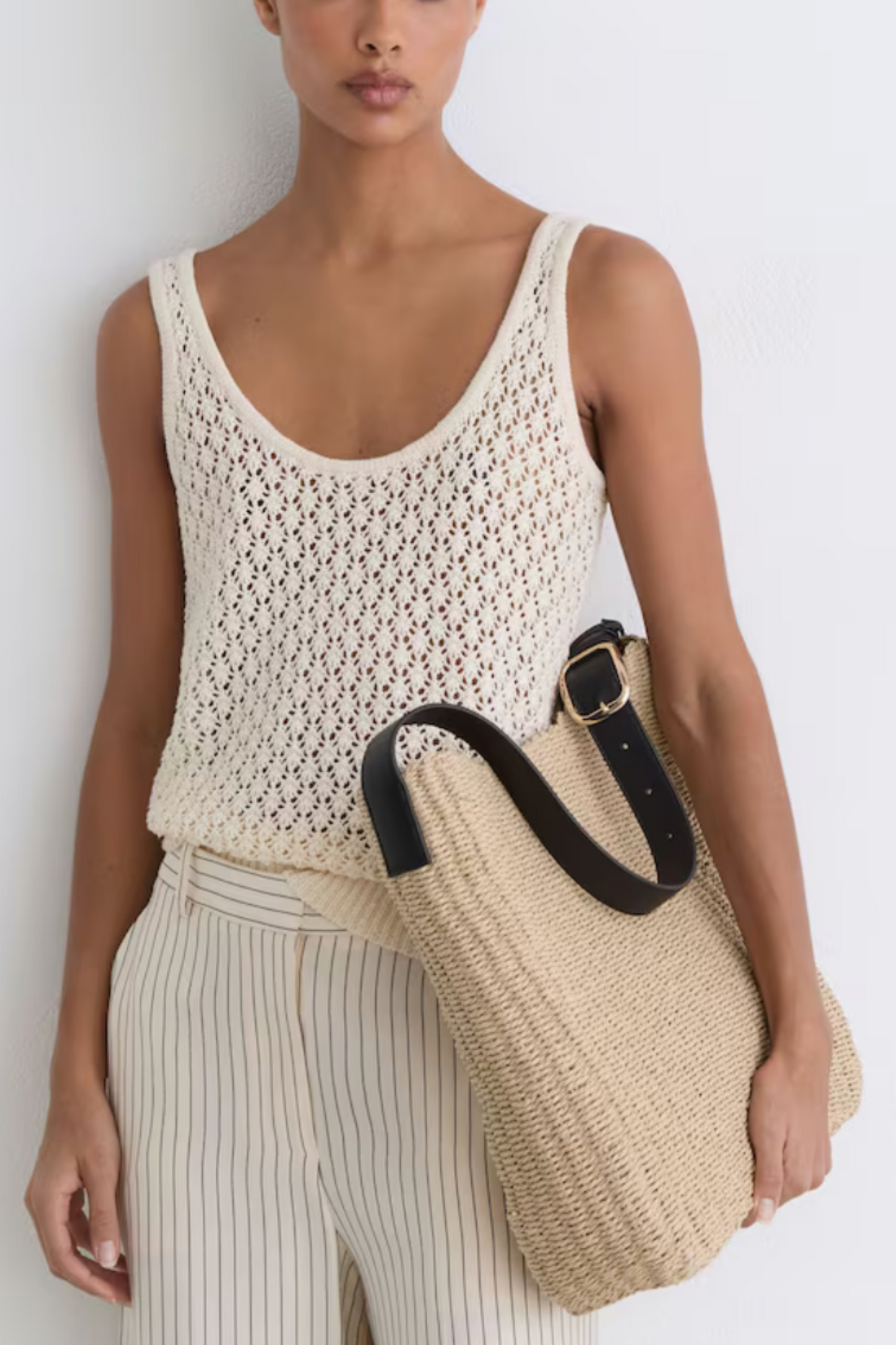 Raffia-Effect Shoulder Bag in Natural