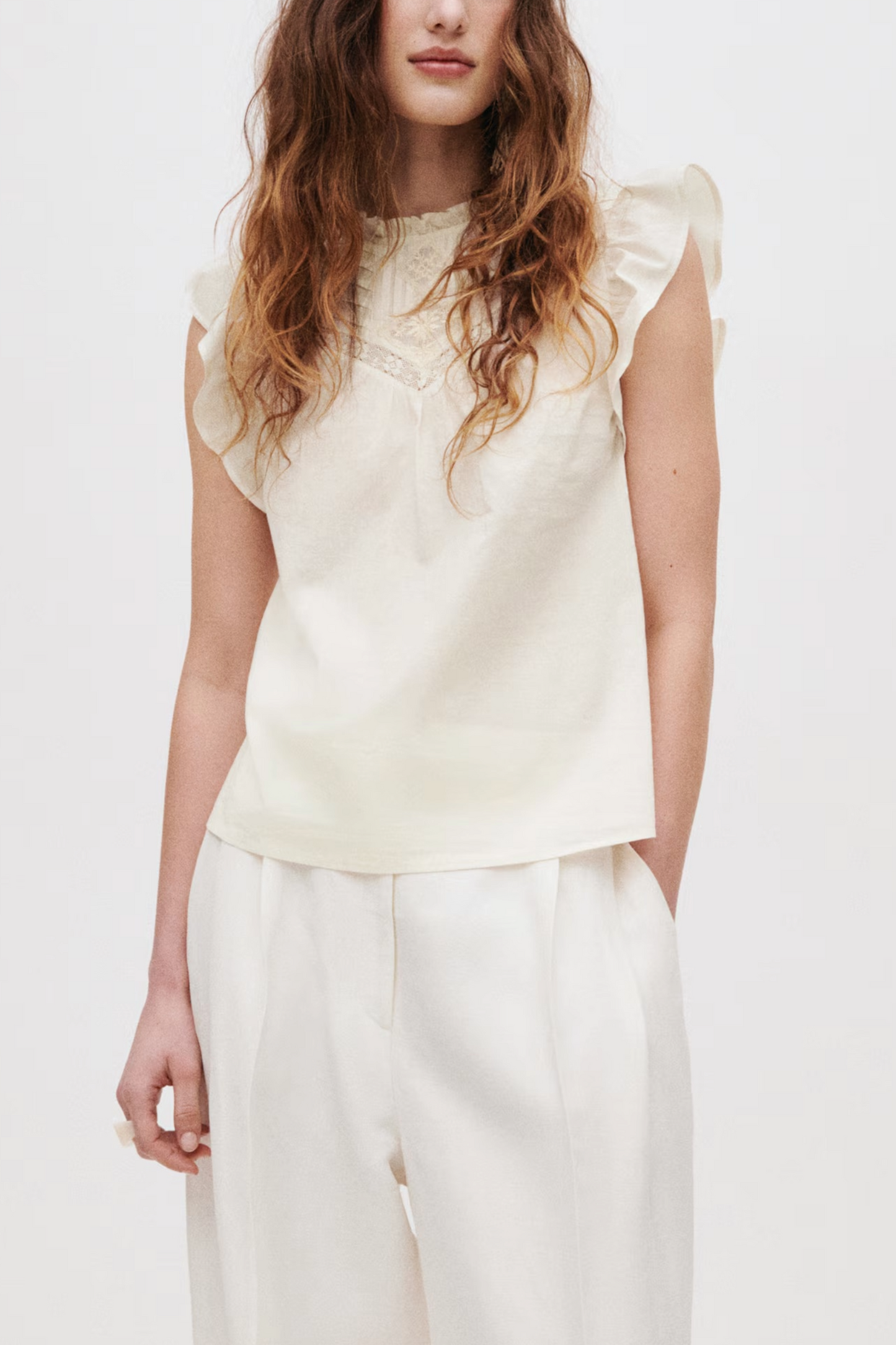 Pintucked Cotton Top