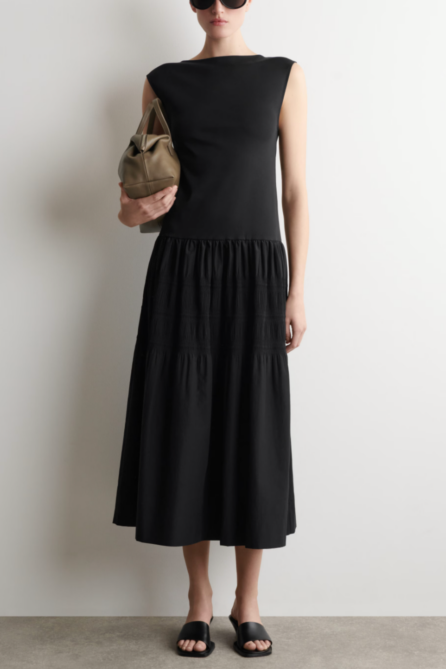 Tiered Gathered Midi Dress