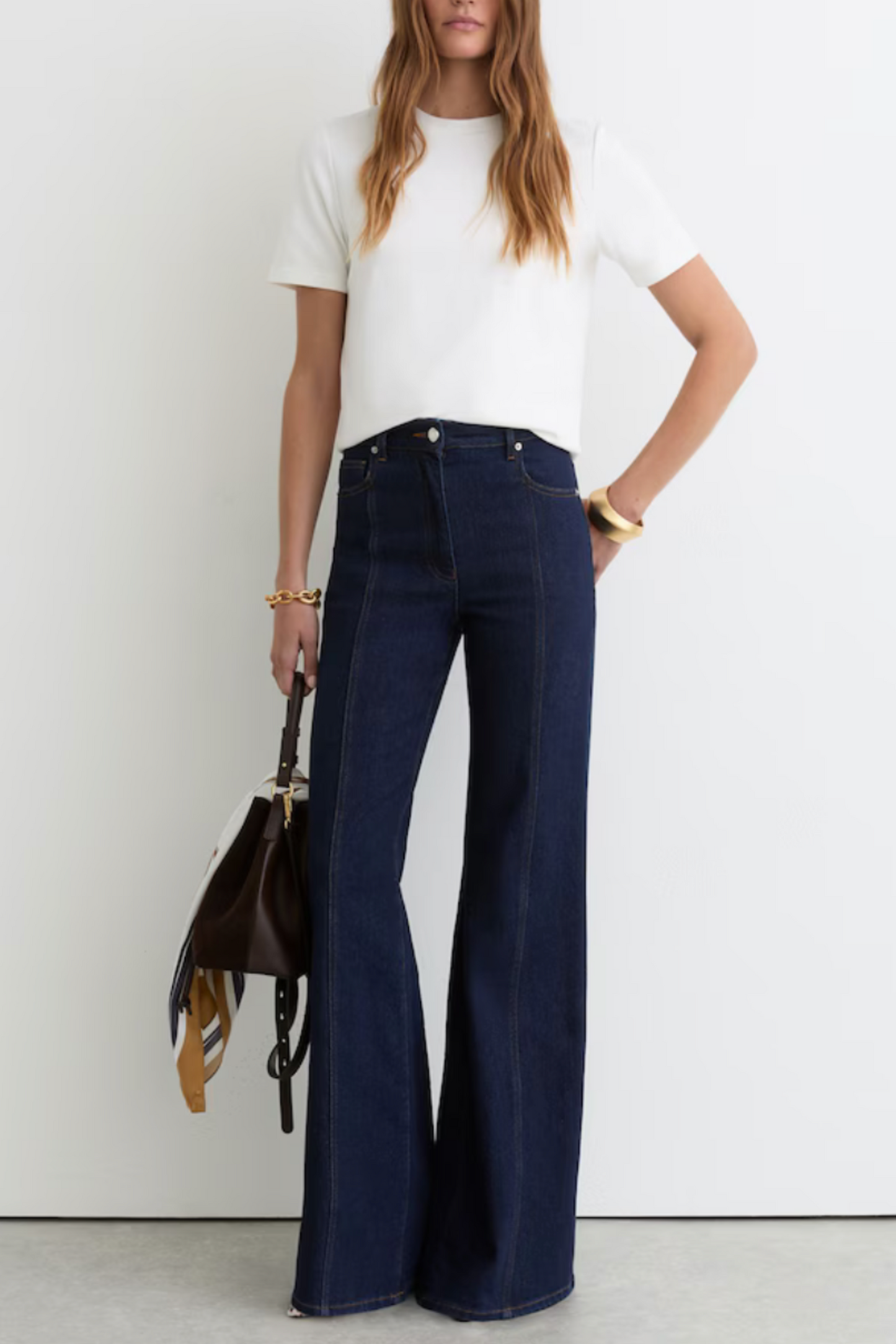 Stretch-Cotton Ribbed-Neck T-Shirt in White