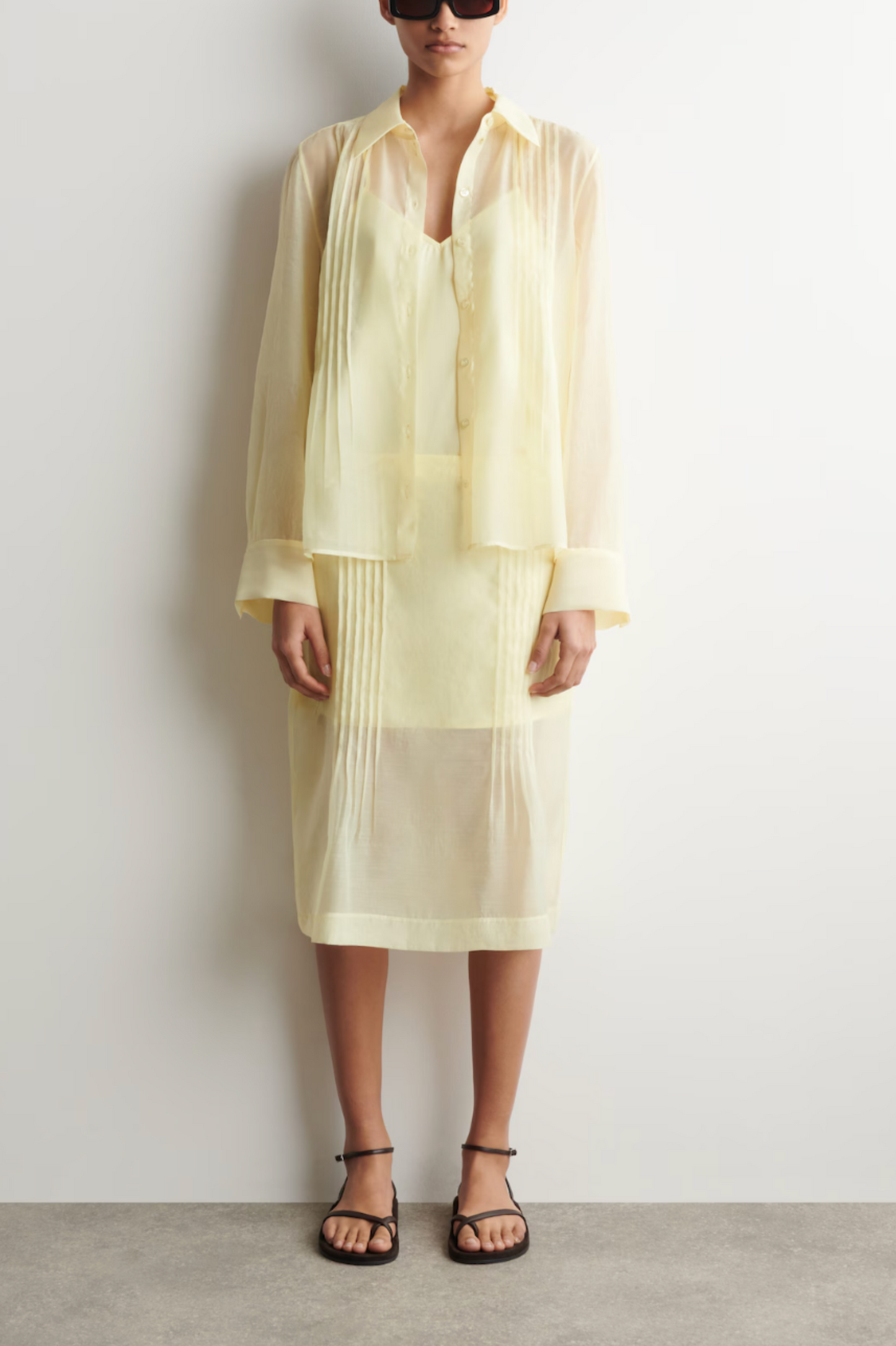 Sheer Pintucked Skirt