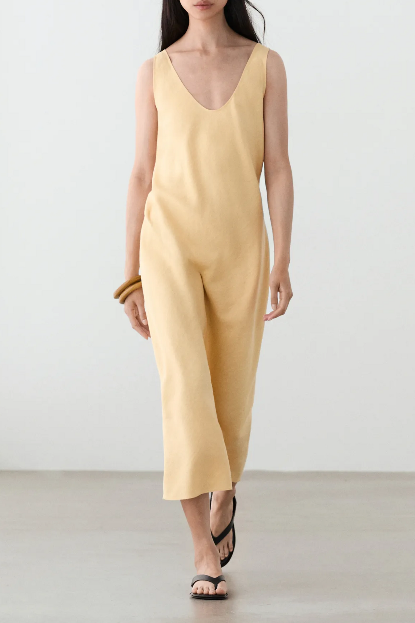 100% Linen Strappy Midi Dress