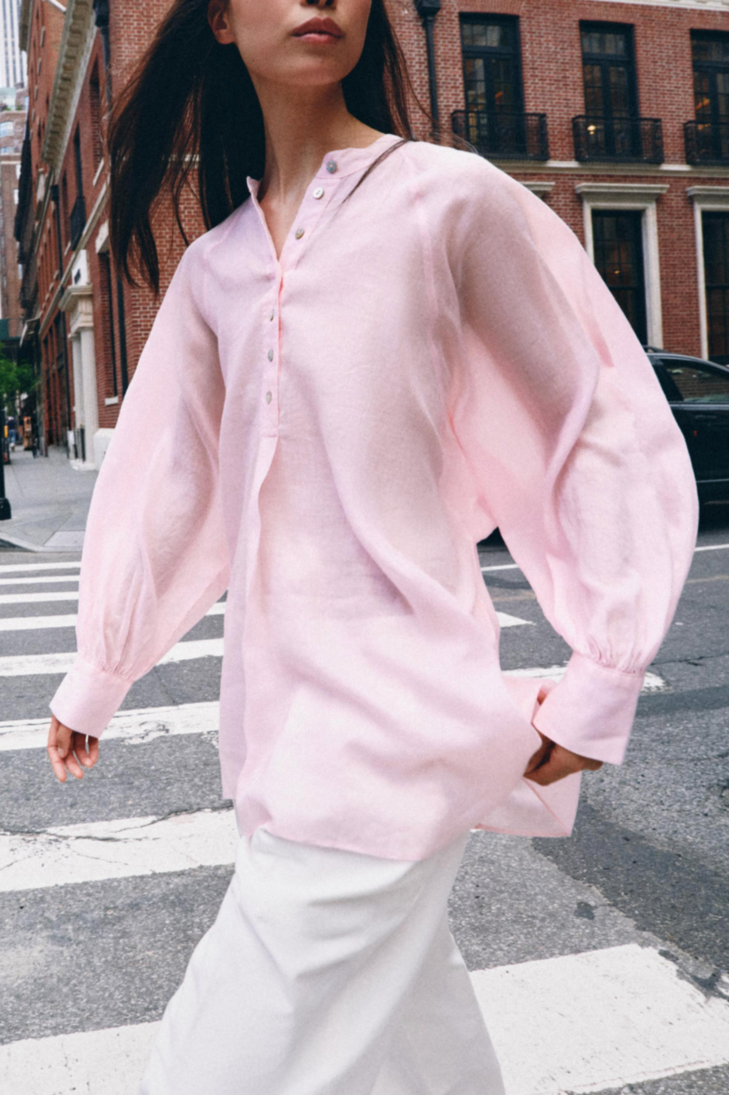 ZW Collection Flowing Shirt With Ramie