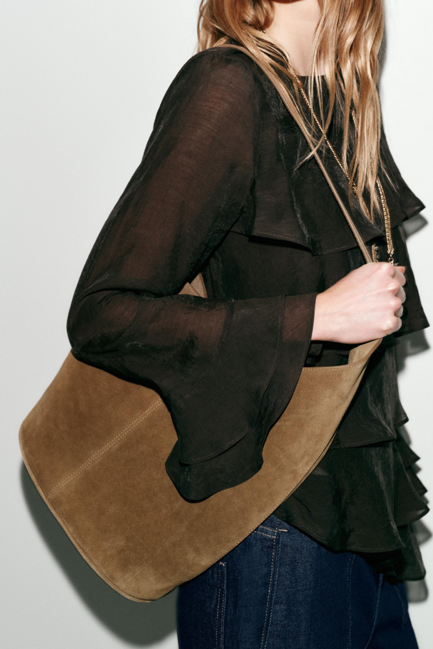 Asymmetric Leather Bucket Bag