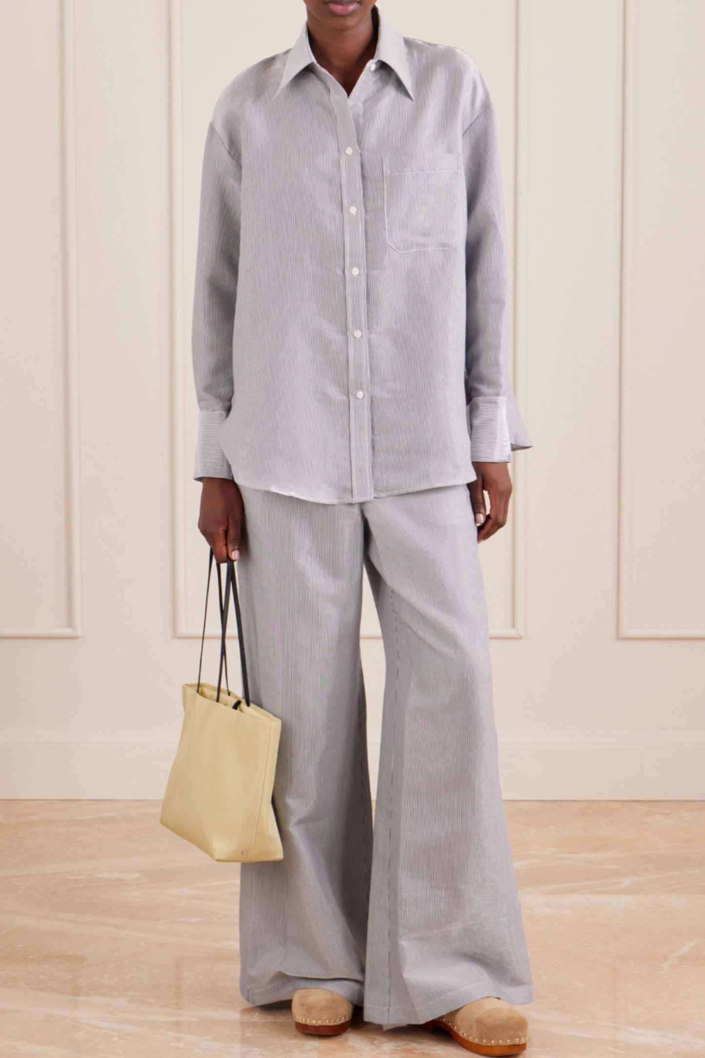 WP Dylan Striped Cotton-blend Gabardine Wide-leg Pants