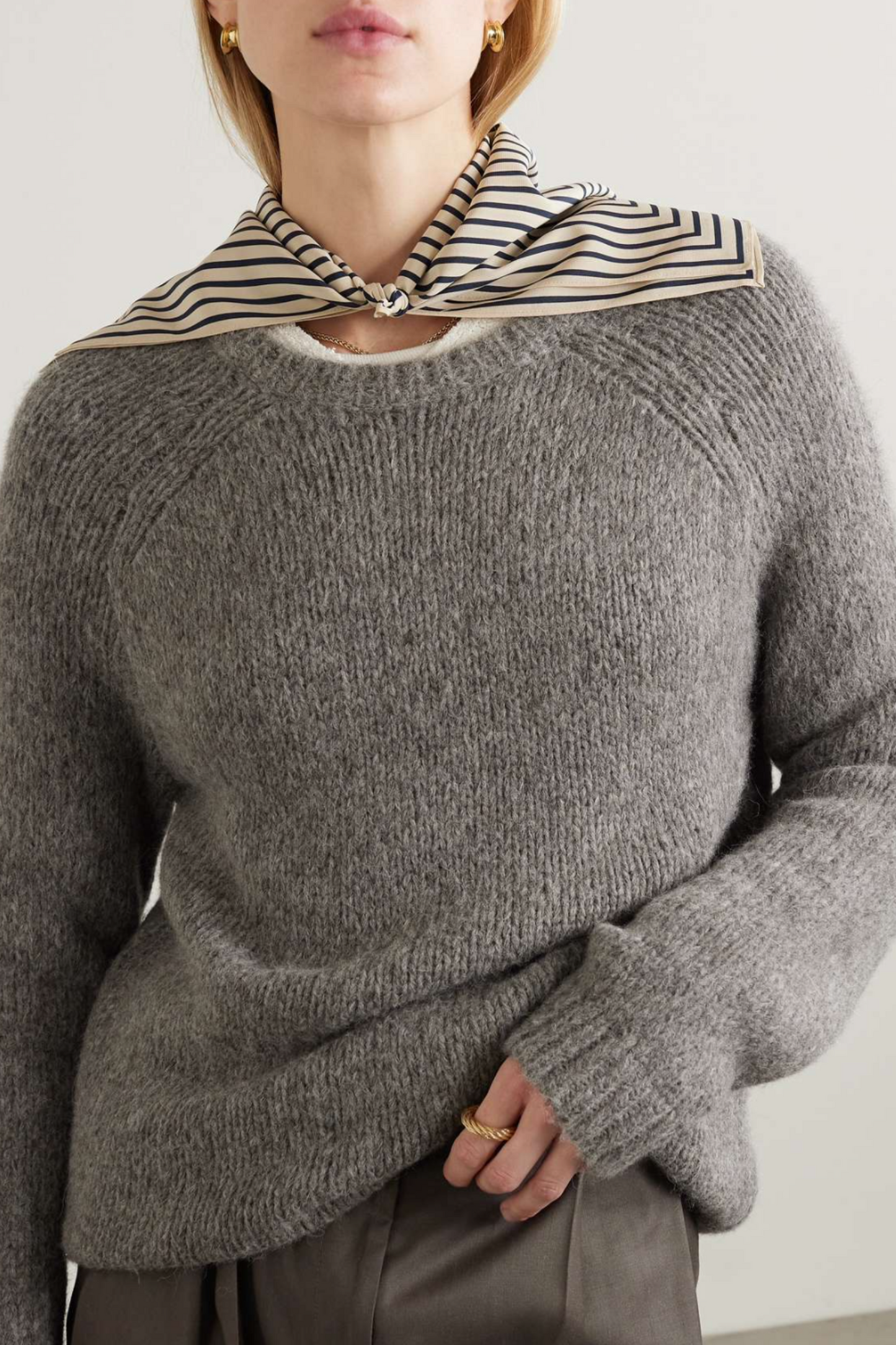 Striped Silk Crepe De Chine Scarf
