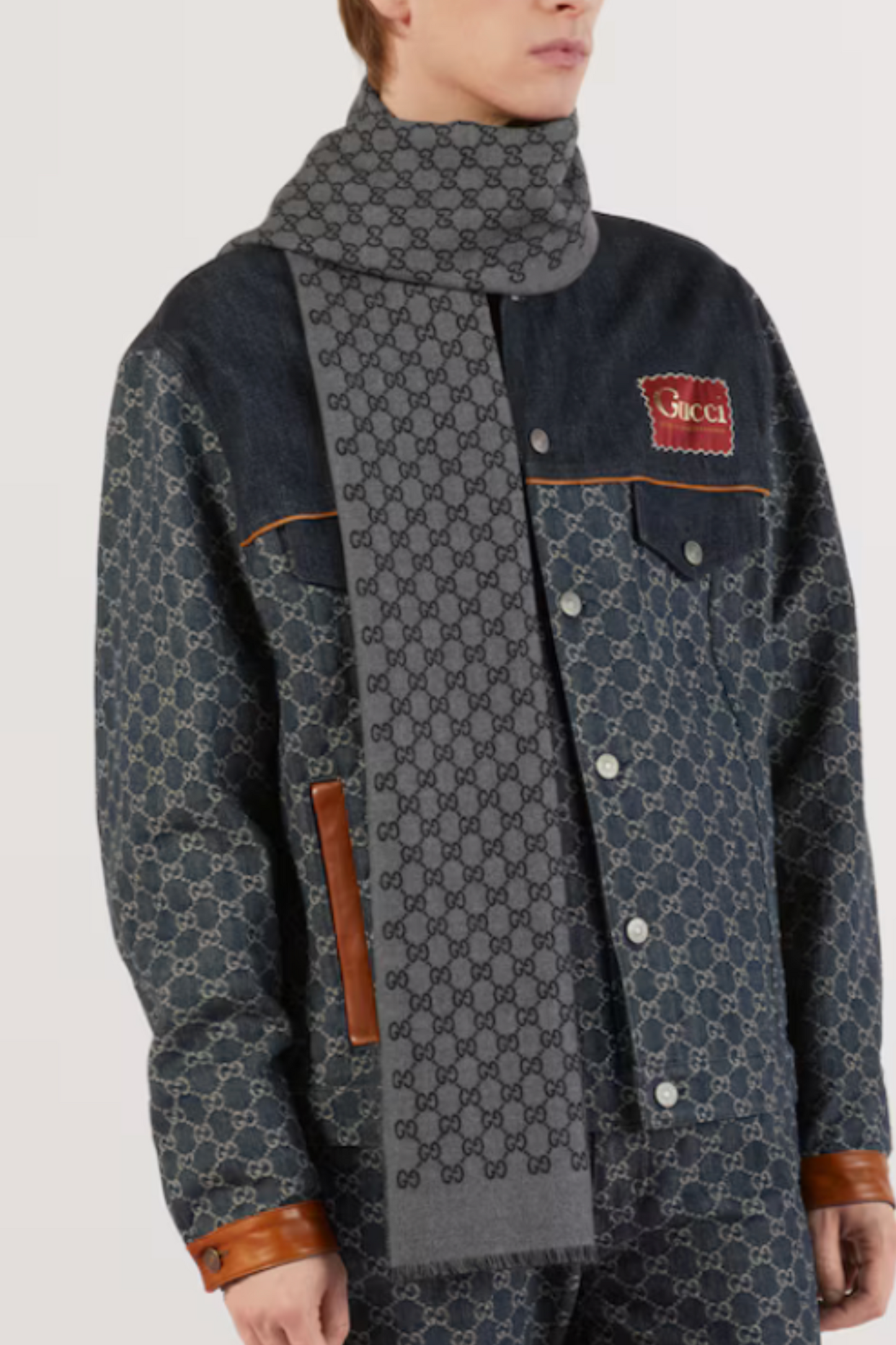 Double Jacquard GG Wool Scarf