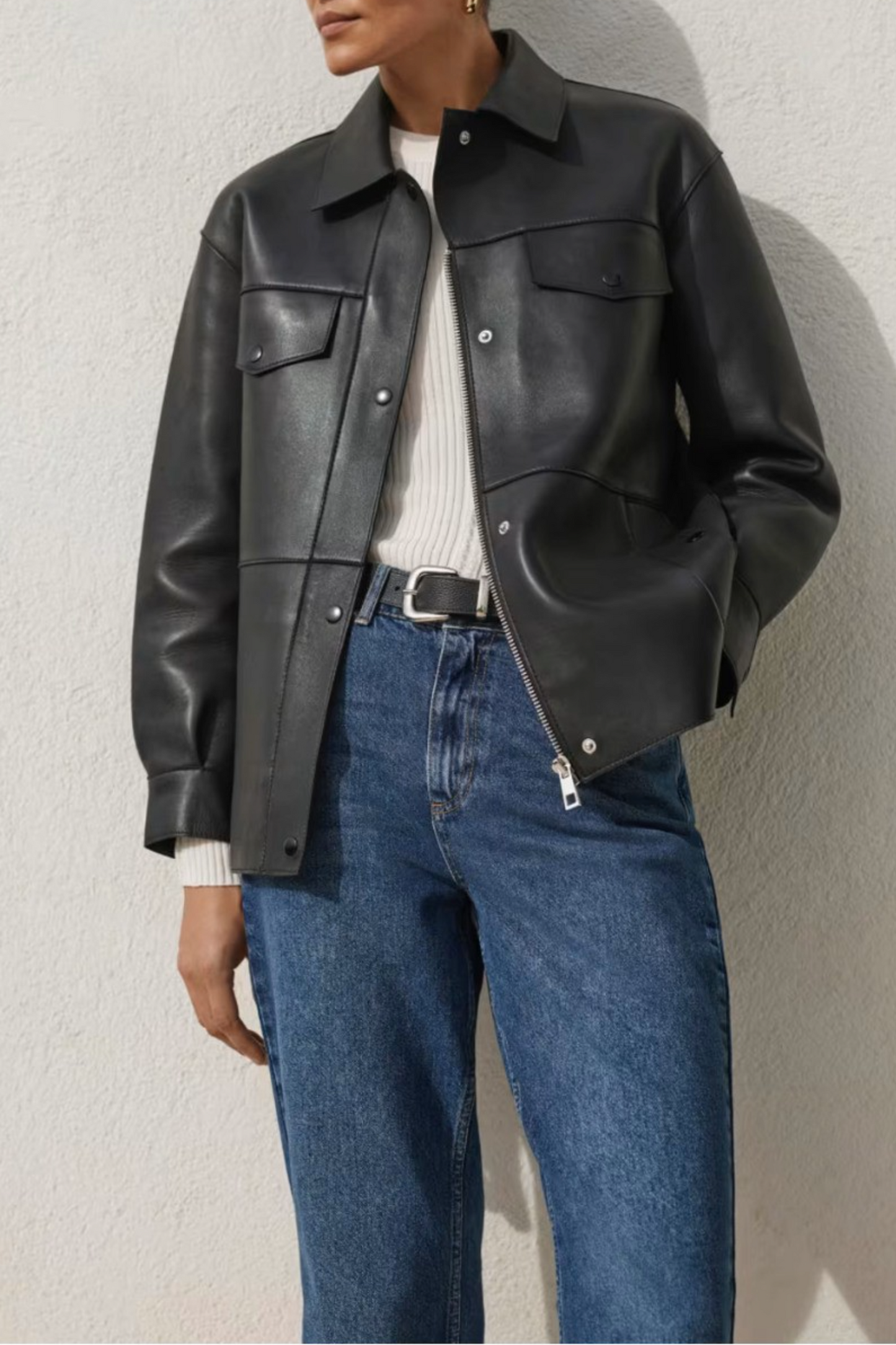 Black Clean Bonded Leather Jacket