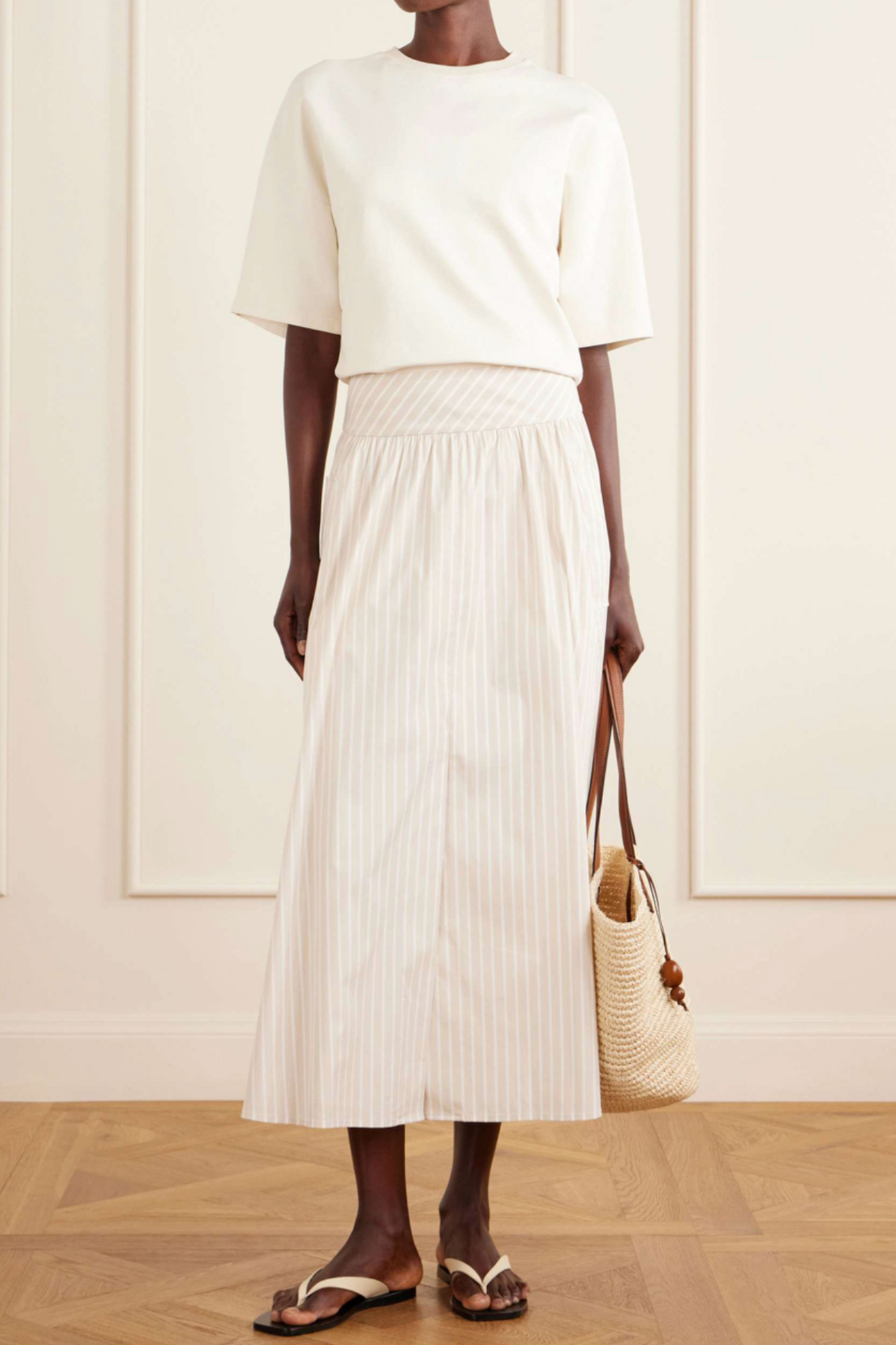 Striped Cotton-blend Maxi Skirt
