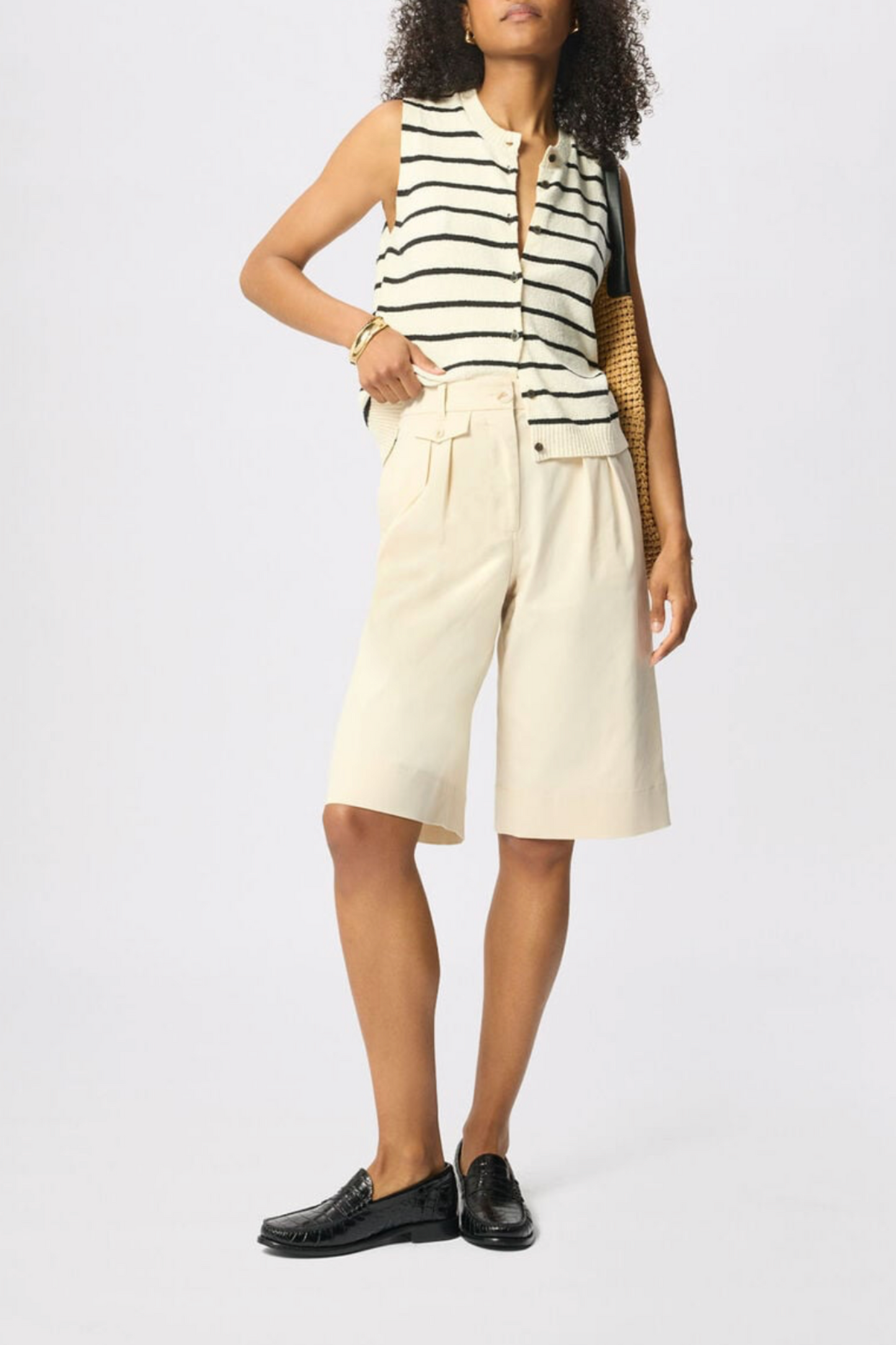 Neutral Cotton Bermuda Short