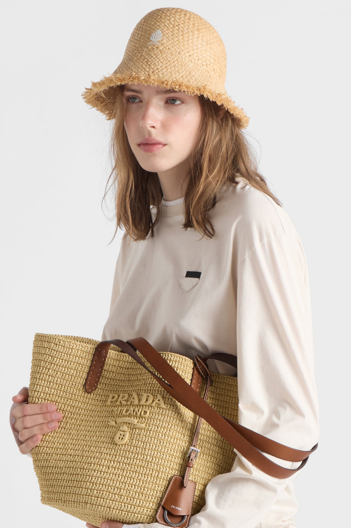 Medium Crochet and Leather Tote Bag