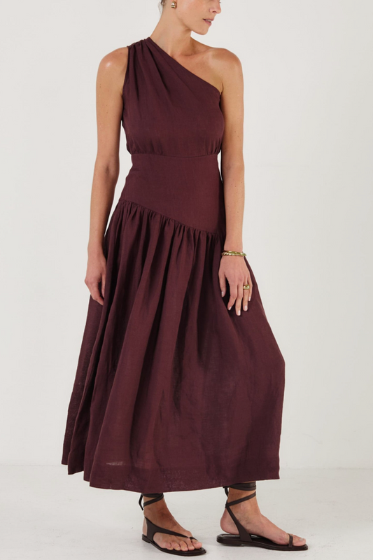 Mariam - Cacao Linen Dress
