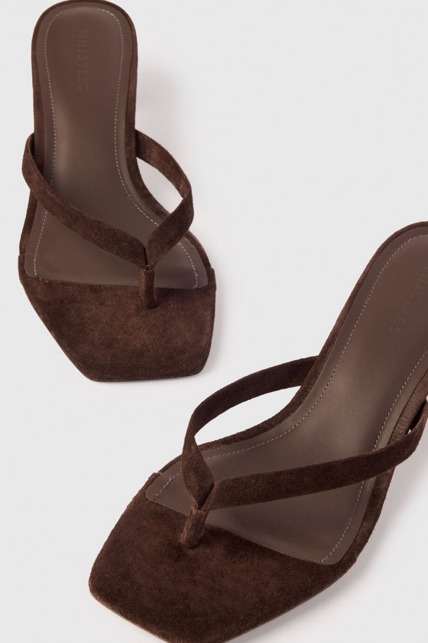 Chocolate Suede Toe Post Heeled Mule