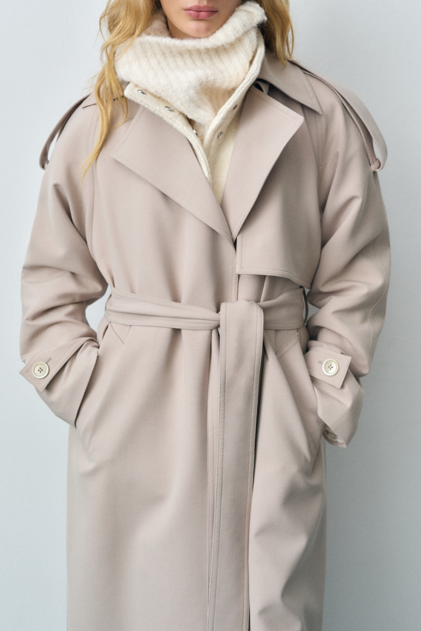 Oversized trench coat with belt